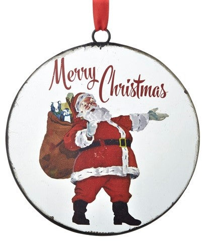 6 Pack Merry Christmas Santa Disc Ornaments - Holiday Tree Decorations for Xmas Party, Home, Office & Festive Gift Giving