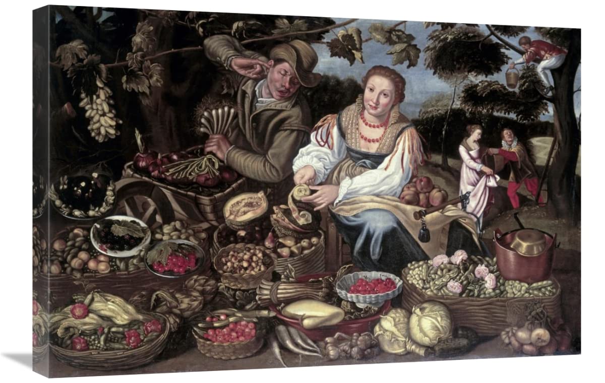 30 Inch Vintage Orchard Fruit & Vegetable Stall Art Print by Vincenzo Campi - Perfect for Kitchen Decor, Dining Room Wall Art, and Farmhouse Style Home