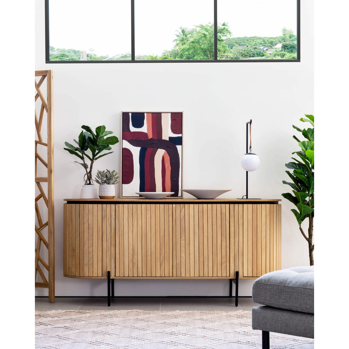 Kave Home Licia Sideboard - Modern Wood Buffet Cabinet with 2 Doors & 4 Drawers for Dining Room Storage | Perfect for Living Room, Entryway, and Home Office Organization