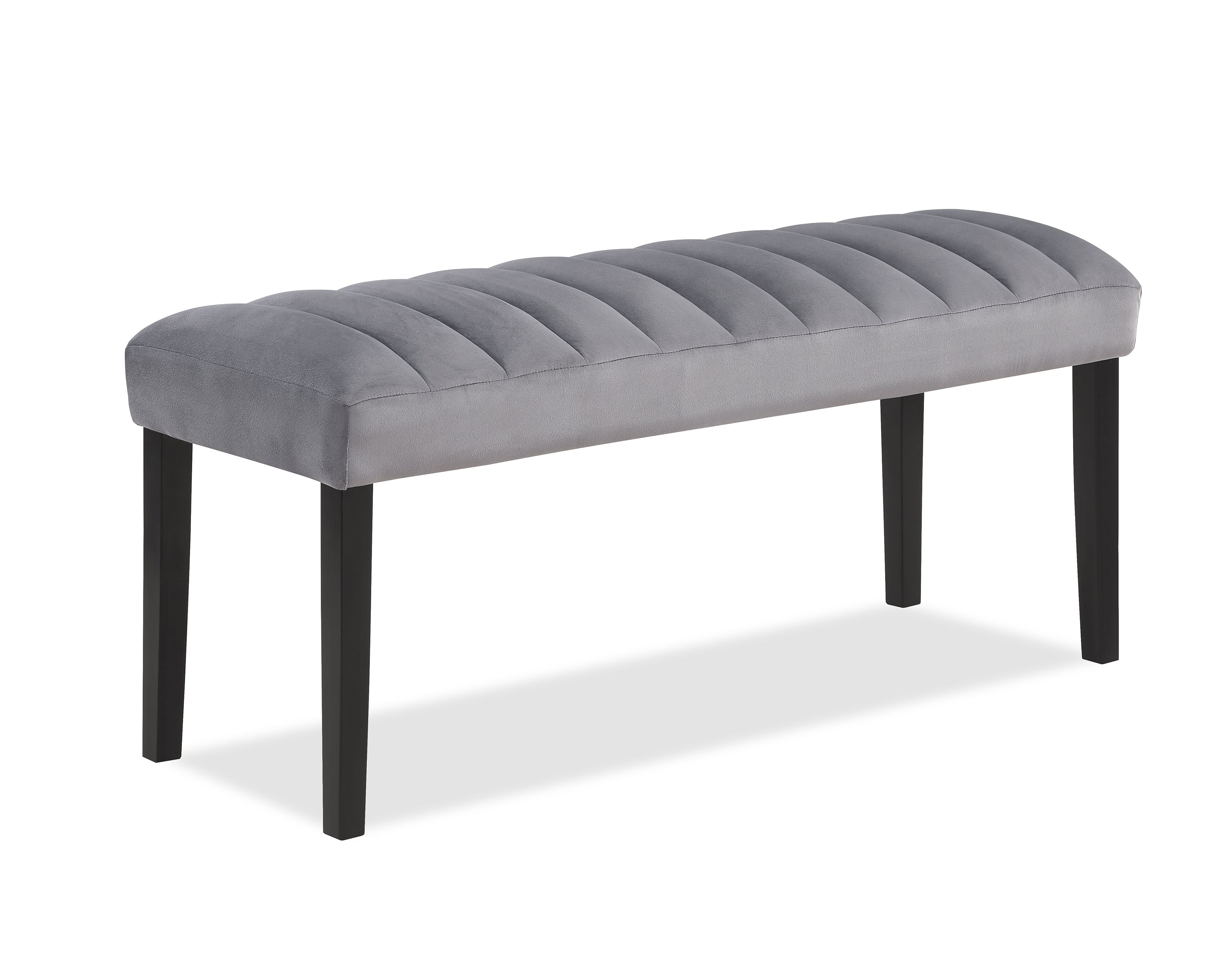 1PC Gray Black Velvet Upholstered Wooden Bench - Modern Dining Room & Kitchen Furniture for Home Decor, Comfortable Seating for Dining Table, Entryway, Bedroom Footboard