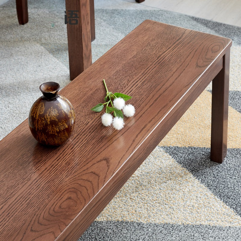 Solid Oak & Black Walnut Nordic Style Long Bench - Rustic Wooden Entryway, Dining Room, or Bedroom Seating Furniture for Home Decor