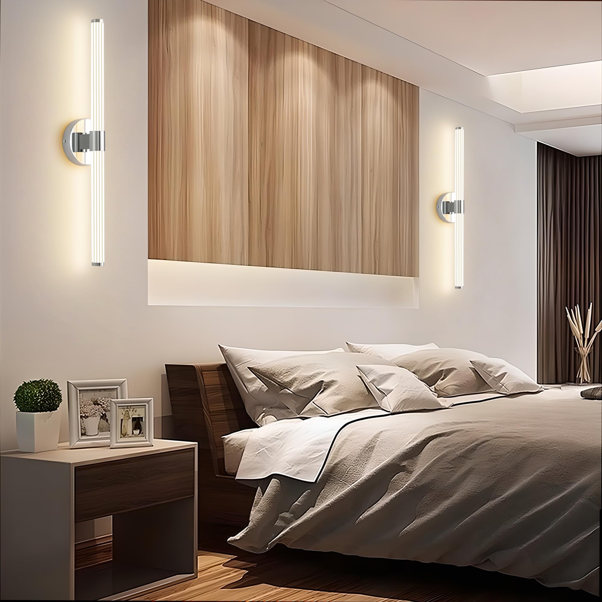 Modern 22 Inch Chrome Dimmable LED Vanity Light Bar - 360° Full Lighting Bathroom Mirror Light Fixture, 4000K Natural White, Wall Sconce for Bedroom, Living Room & Bathroom - Perfect for Makeup, Grooming & Ambient Lighting