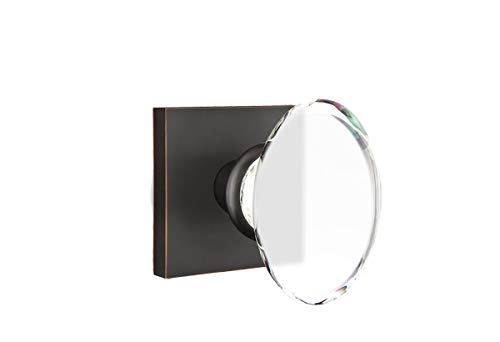 EMTEK Square Rosette Privacy Door Knob Set with Matching Finish - 7 Finish Options Including Oil Rubbed Bronze (US10B) - Model 5210HTUS10B - Perfect for Bedrooms, Bathrooms & Home Offices