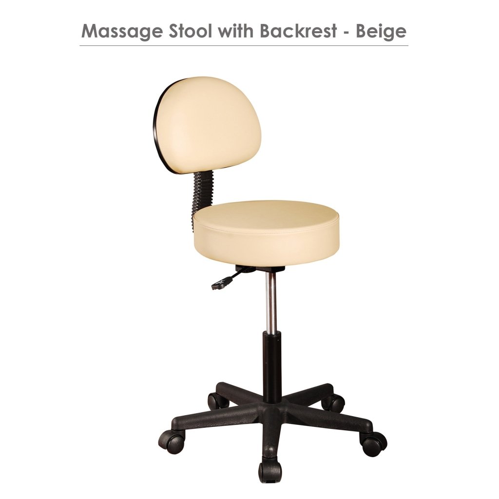 Professional Pneumatic Rolling Massage Stool with Backrest - Adjustable Height for Chiropractors, Therapists & Home Use - Relieve Back Pain & Improve Posture
