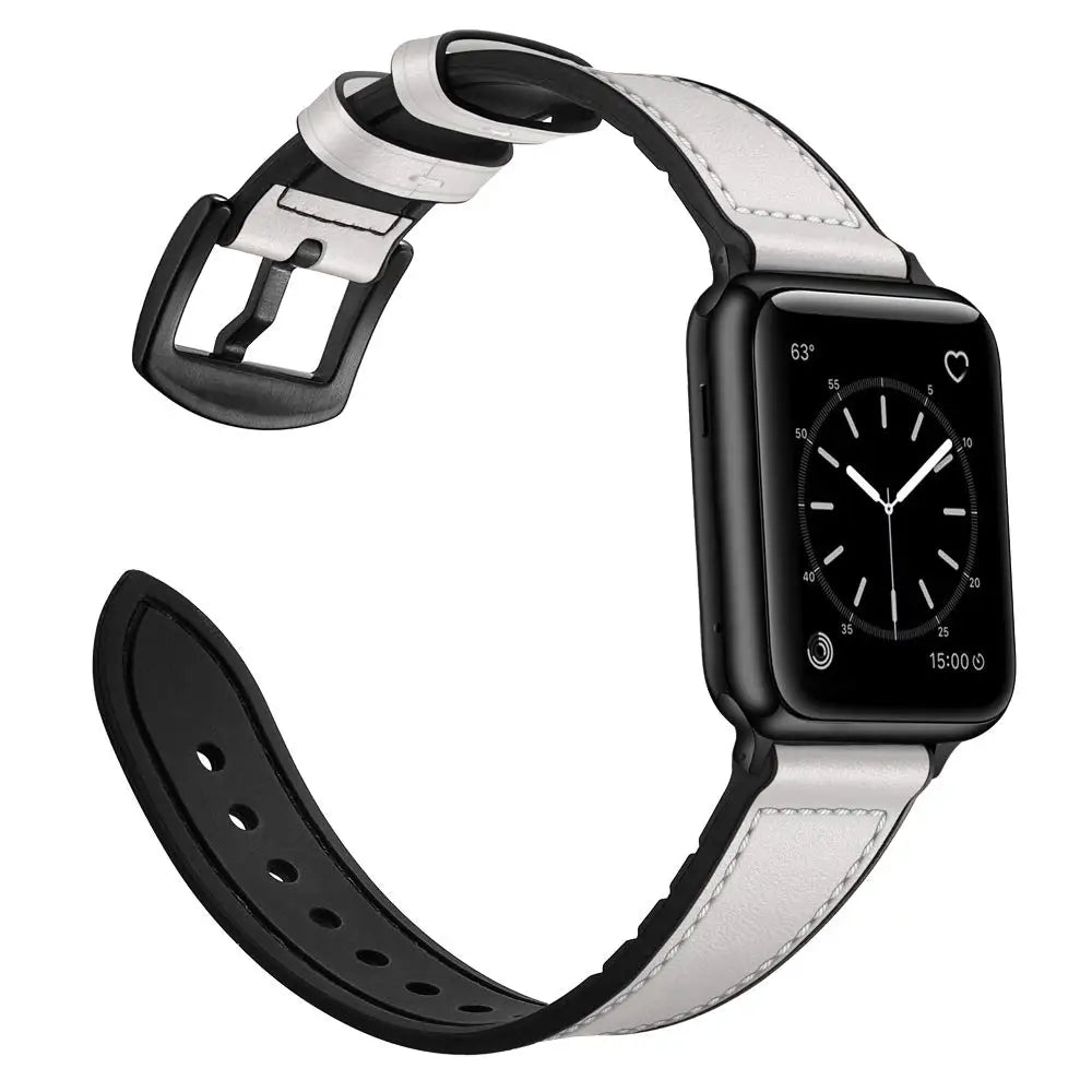 Premium Leather & Silicone Hybrid Watch Bands - Durable, Comfortable & Stylish for Men & Women - Perfect for Workouts, Office & Everyday Wear