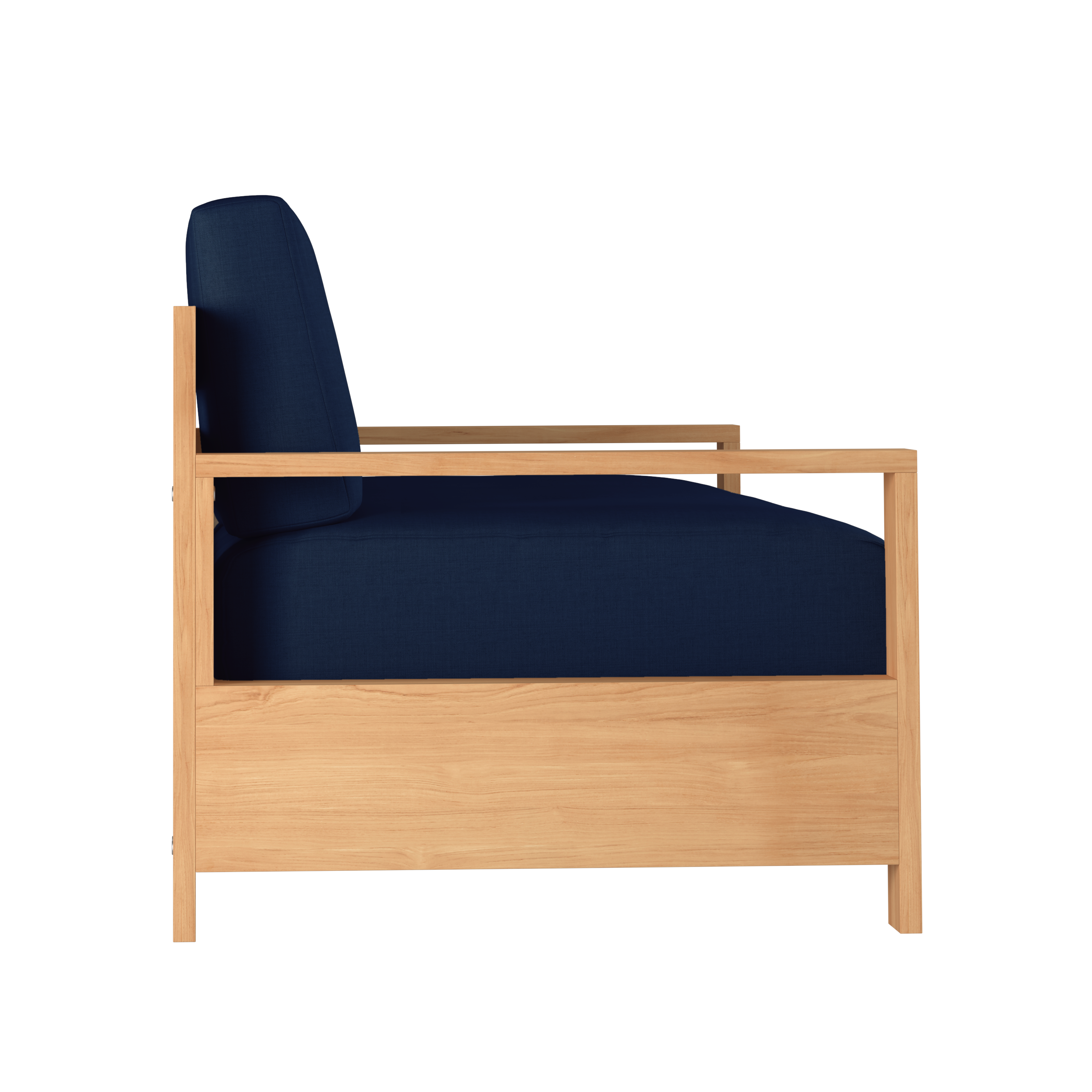 Lothair 3-Person Teak Outdoor Sofa with Sunbrella Navy Cushion - Patio Furniture for Garden, Poolside & Backyard Relaxation