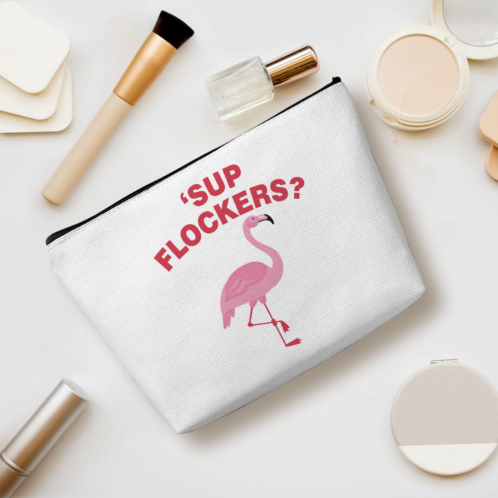 Pink Flamingo Makeup Bag for Women | Waterproof Cosmetic & Toiletry Travel Organizer | Perfect for Summer Vacation, Bridesmaid Gifts, Birthday, Christmas, Graduation | Great for Beach Trips, Pool Parties & Girls Getaways