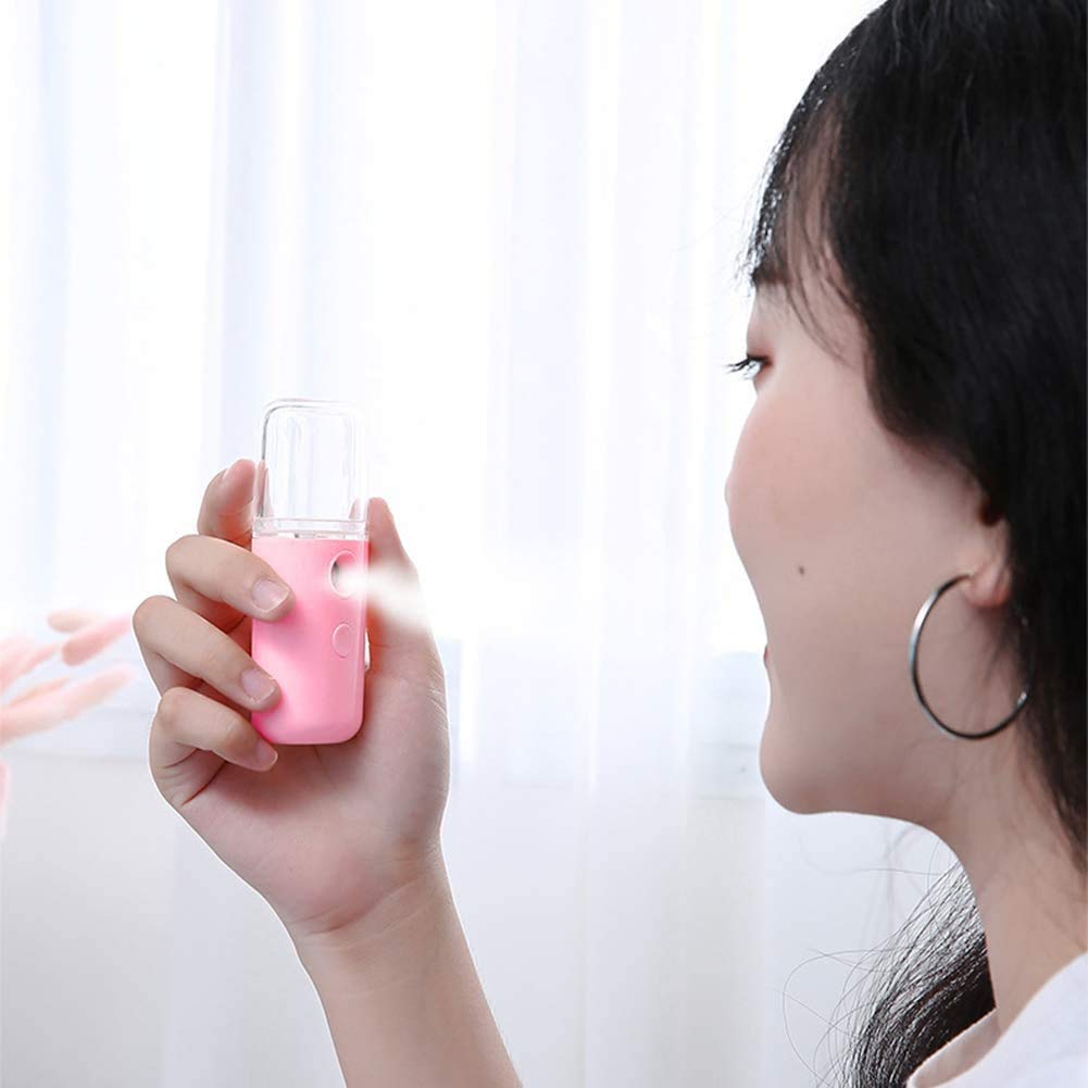Bprtcra Portable Nano Facial Mister - USB Rechargeable Cool Mist Sprayer for Face Hydration | Mini Handheld Face Mist Steamer with Fine Mist Technology | Perfect for Travel, Office & Home Skincare Routine (Pink)
