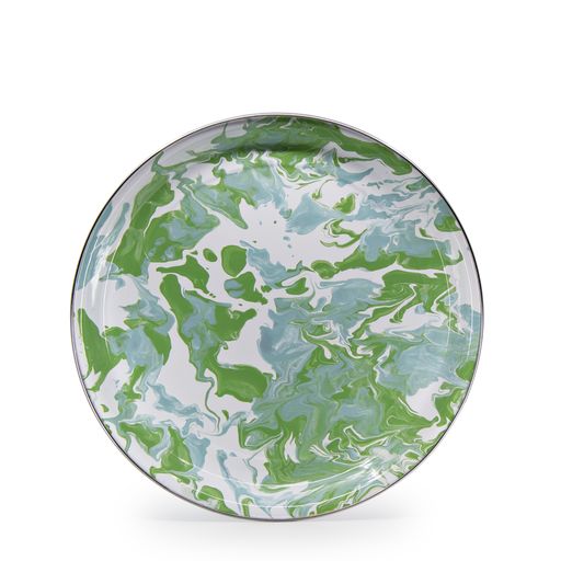 Modern Monet Swirl 15.5 Inch Enamelware Serving Tray - Elegant Appetizer Platter for Brunch, Tea Parties & Home Decor