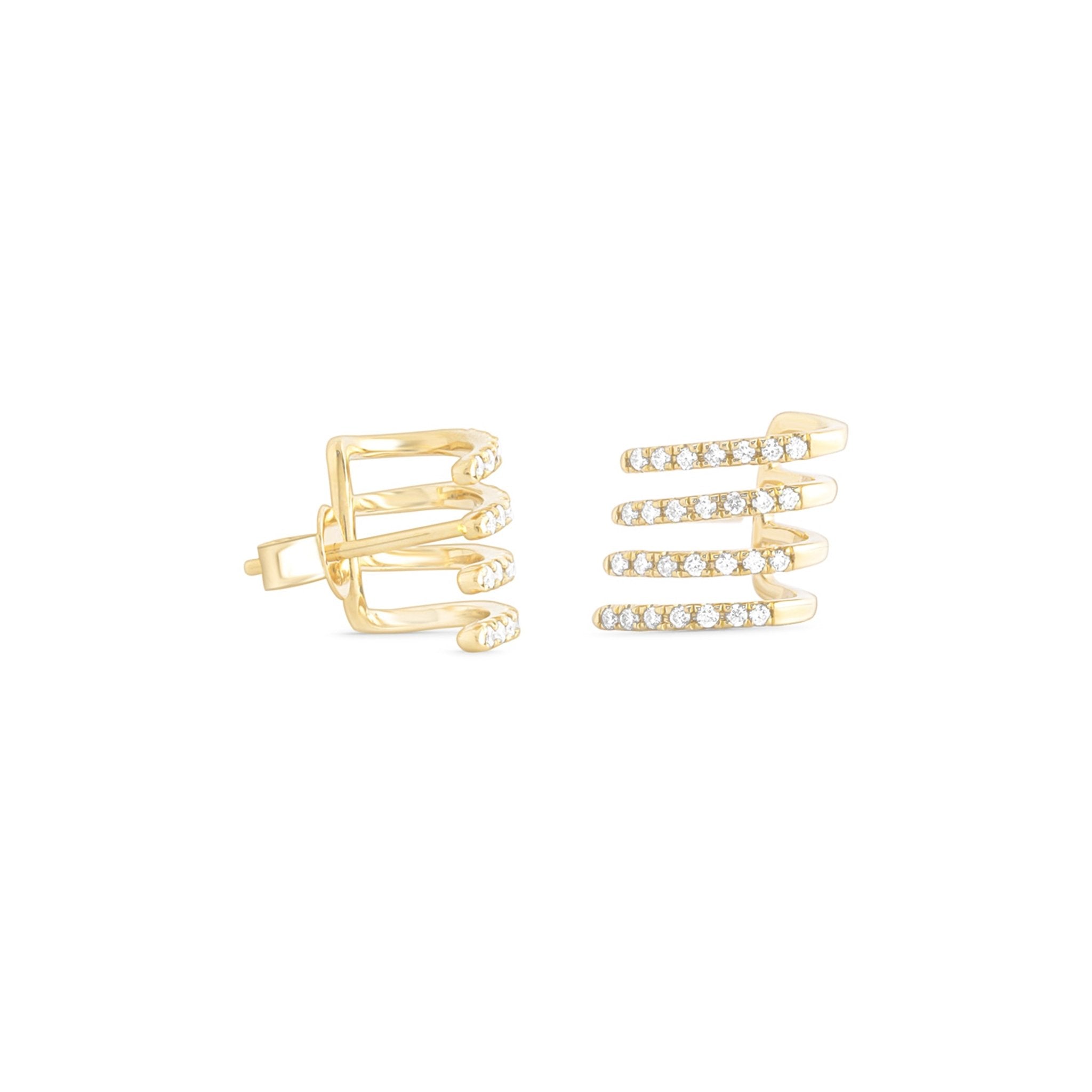 14K Yellow Gold Diamond Huggie Stud Earrings for Women - Perfect for Everyday Wear, Parties & Gifts