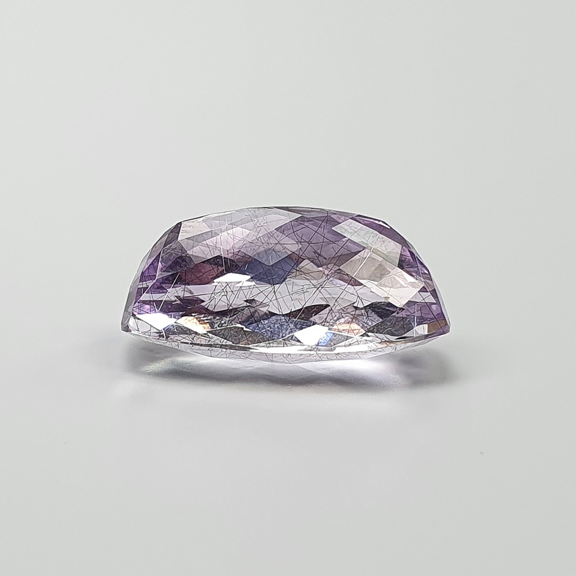 Natural Untreated Purple RUTILE AMETHYST Quartz Gemstone - 20.90cts Checker Cut Cushion Shape 21.5x12mm (Video Included) - Perfect for Jewelry Making, Crystal Healing & Collectors