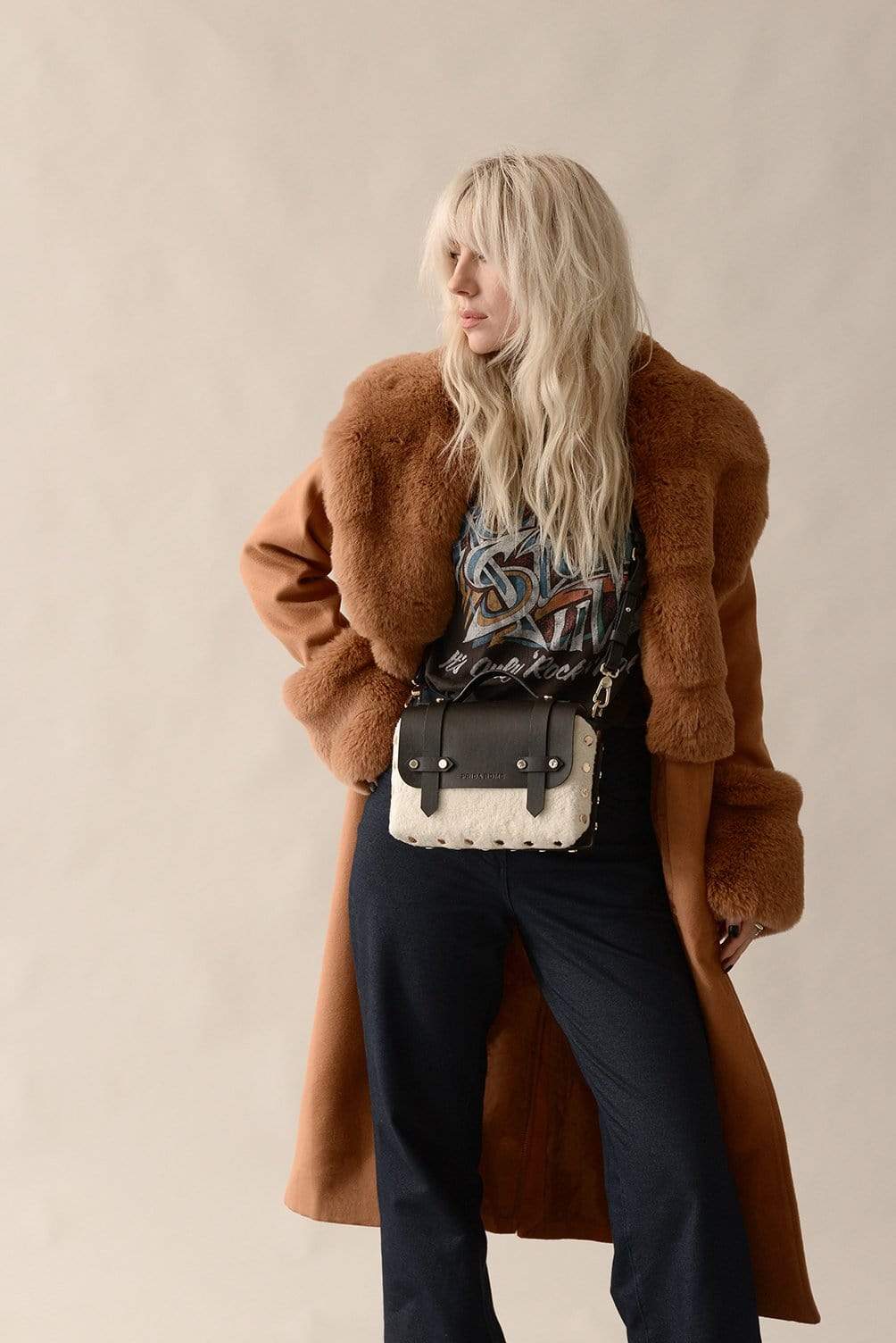 The WEEK/END Vegan Shearling Crossbody Bag - Stylish & Cruelty-Free Shoulder Purse for Women | Perfect for Travel, Shopping & Everyday Use