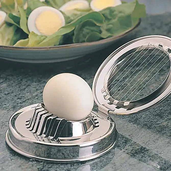 Stainless Steel Egg Slicer - Perfect for Hard Boiled Eggs, Salads & Meal Prep - Compact Tabletop Kitchen Tool for Breakfast, Picnics & Party Platters