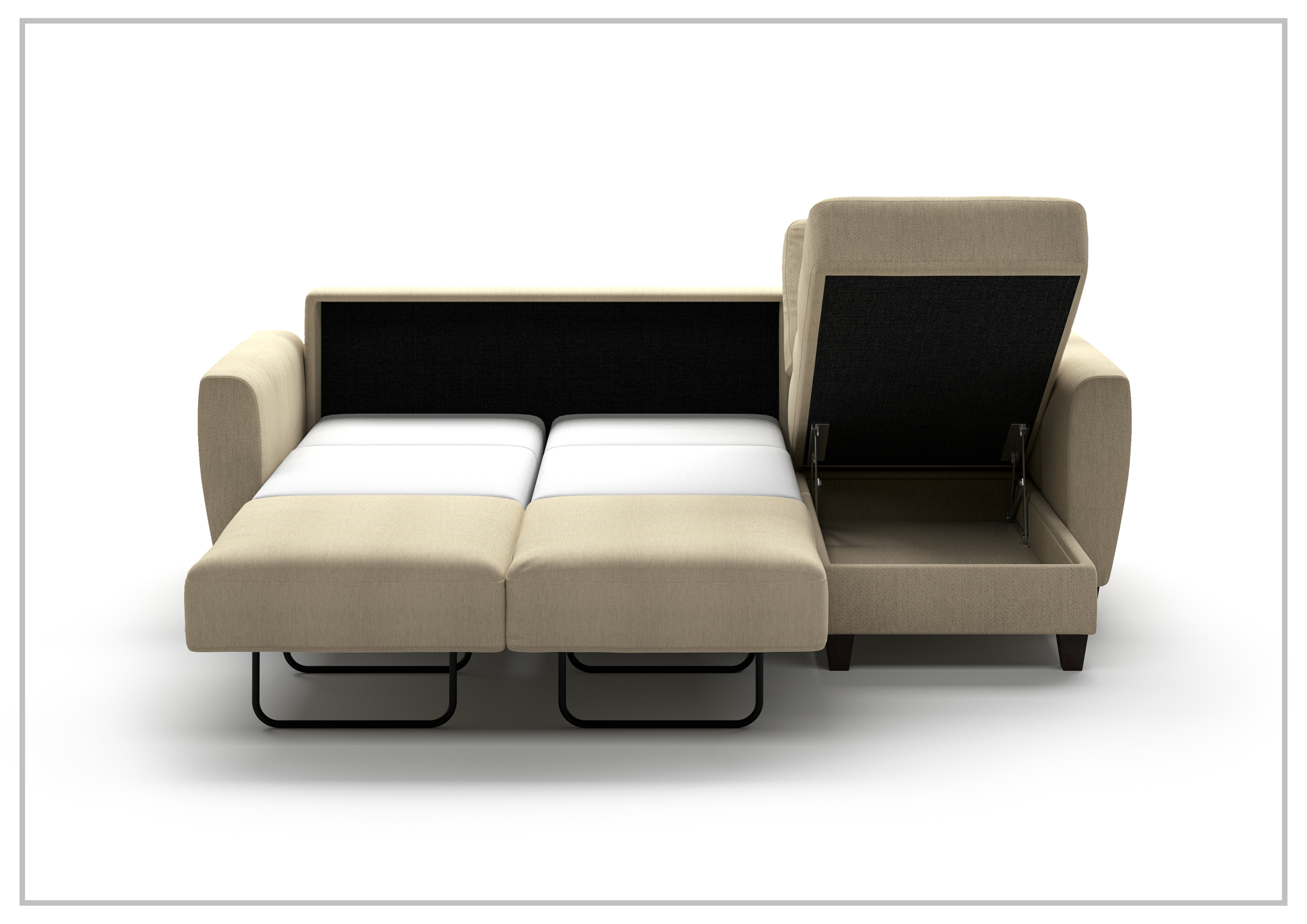 Luonto Harper L-Shaped Full XL Fabric Sectional Sleeper Sofa - Convertible Couch Bed with Storage for Small Spaces, Living Room, Guest Room & Apartment - Comfortable Modern Design for Relaxing & Overnight Guests
