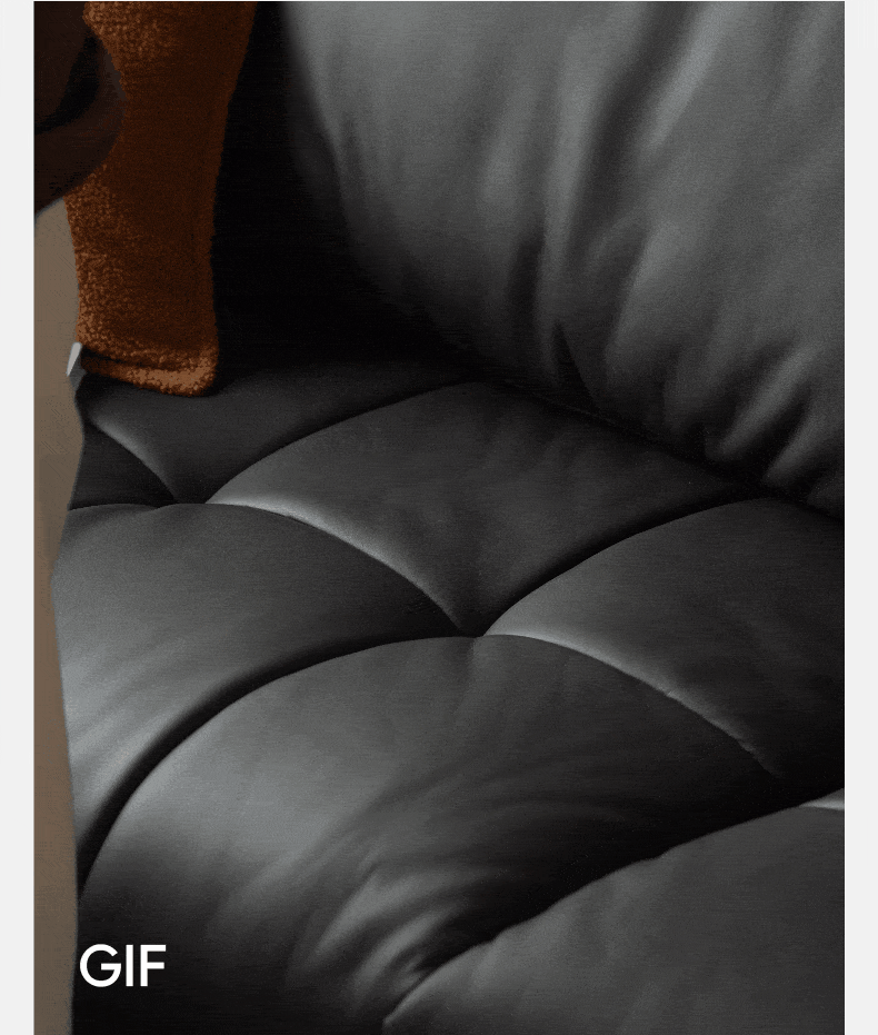 Eco-Friendly Synthetic Leather Italian Minimalist Black Sofa - Modern Living Room Furniture for Small Spaces & Apartments