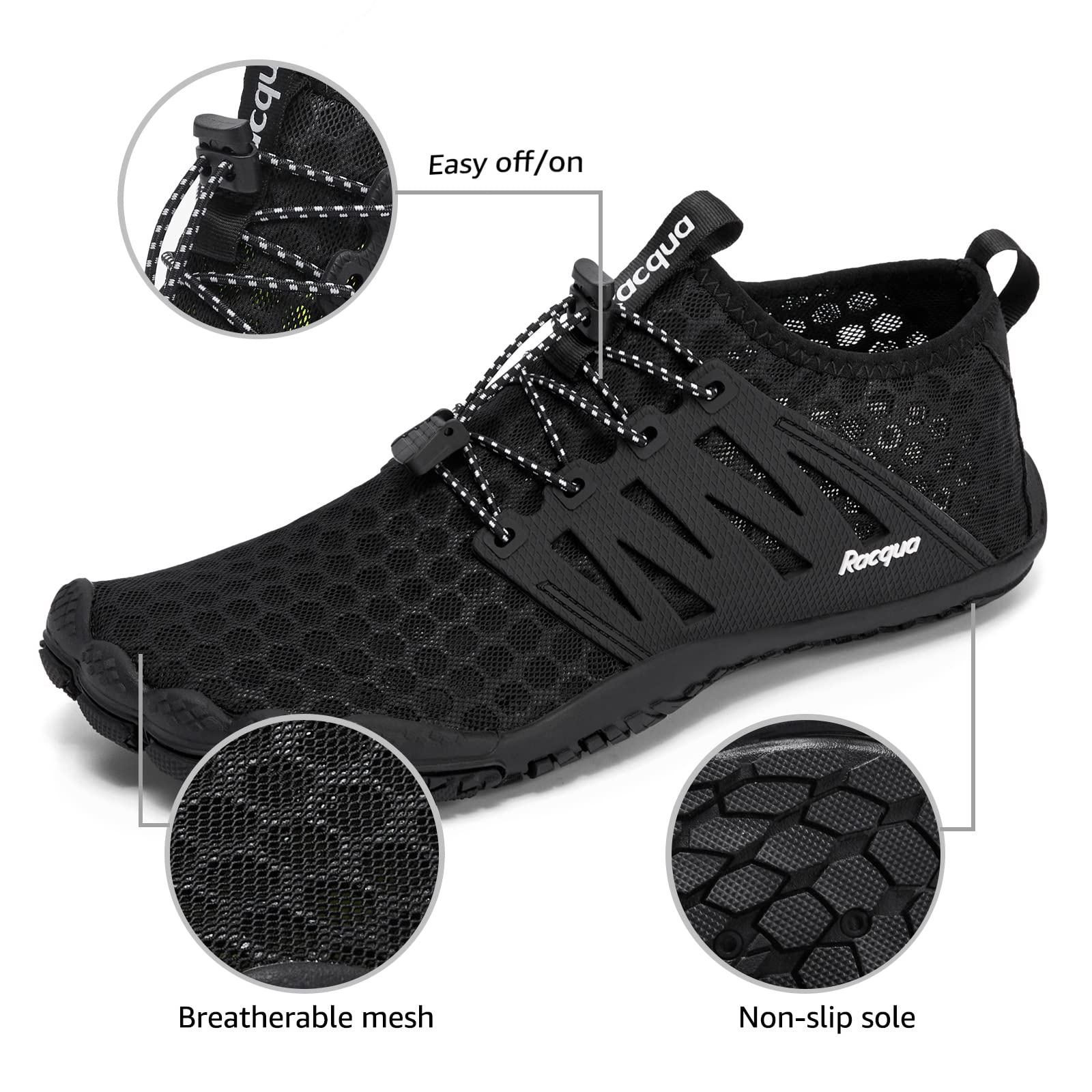**Racqua Composite Mesh Water Shoes for Men & Women - Quick-Dry, Lightweight & Non-Slip - Perfect for Beach, Pool, Kayaking & Water Sports**