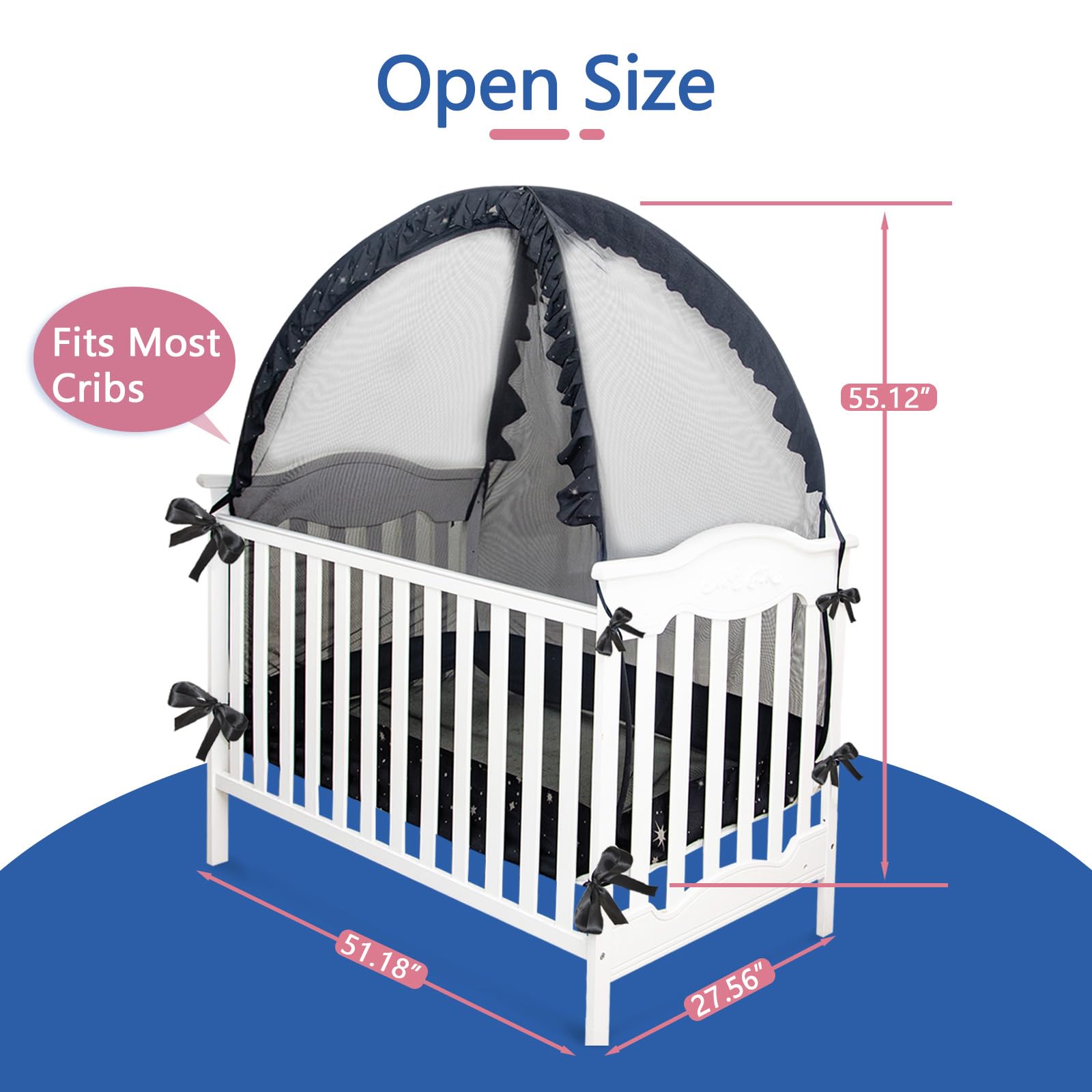 **Daksha Baby Pack N Play Tent with Glowing Stars - Pop Up Crib Tent for Toddler Safety, Breathable Mesh & Mosquito Net for Infant Security | Perfect for Travel, Camping & Indoor Play**