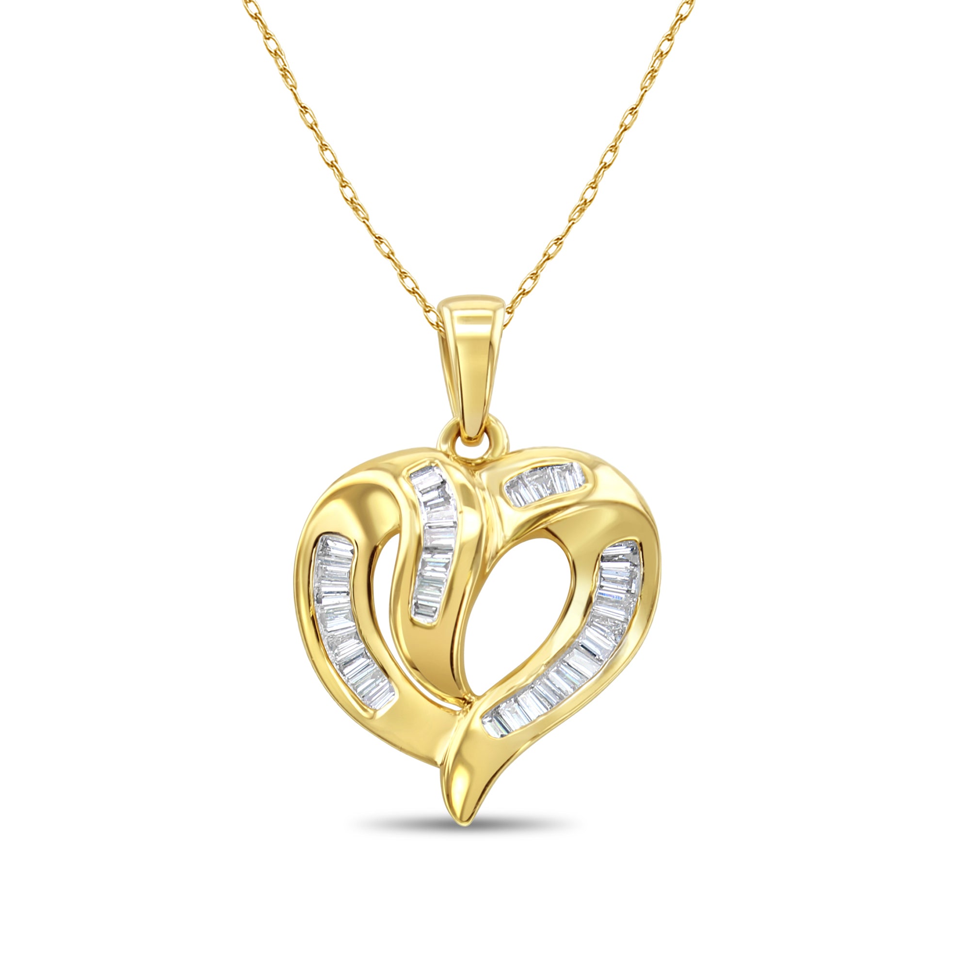 0.5 Carat Heart Shaped Baguette Diamond Pendant Necklace - Elegant 14K Gold Dainty Jewelry for Women, Perfect Gift for Valentine's Day, Anniversary & Special Occasions