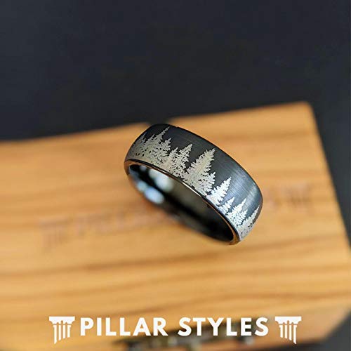 8mm Brushed Black Tungsten Wedding Band for Men - Durable & Comfortable Boho Style Ring, Matching Couples Promise Ring, Unique Anniversary Gift for Him - Perfect for Weddings, Engagements & Special Occasions