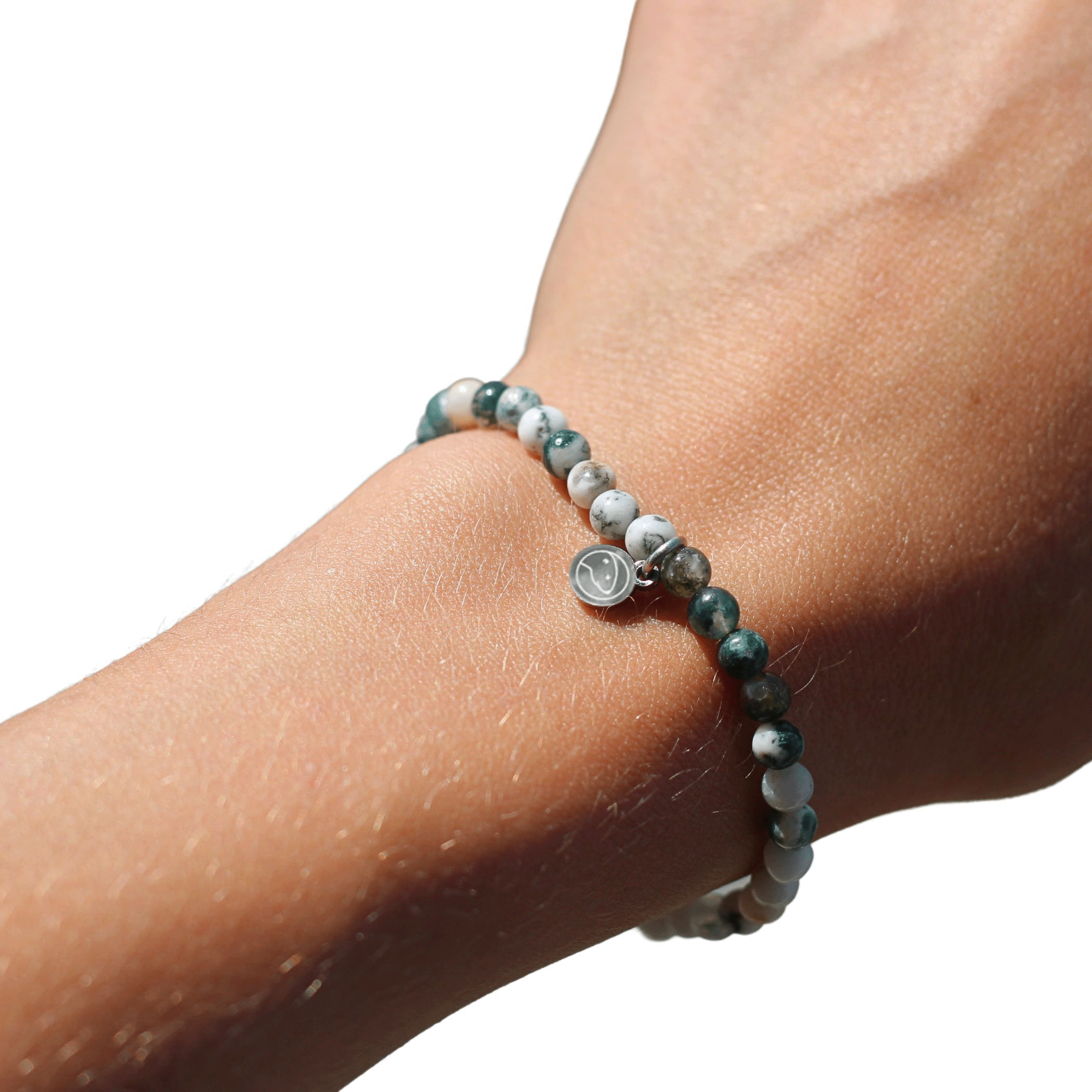 Tree Agate Bracelet Mini - Natural Stone Beaded Bracelet for Women, Healing Crystal Jewelry for Stress Relief & Positive Energy - Perfect for Meditation, Yoga & Spiritual Gifts