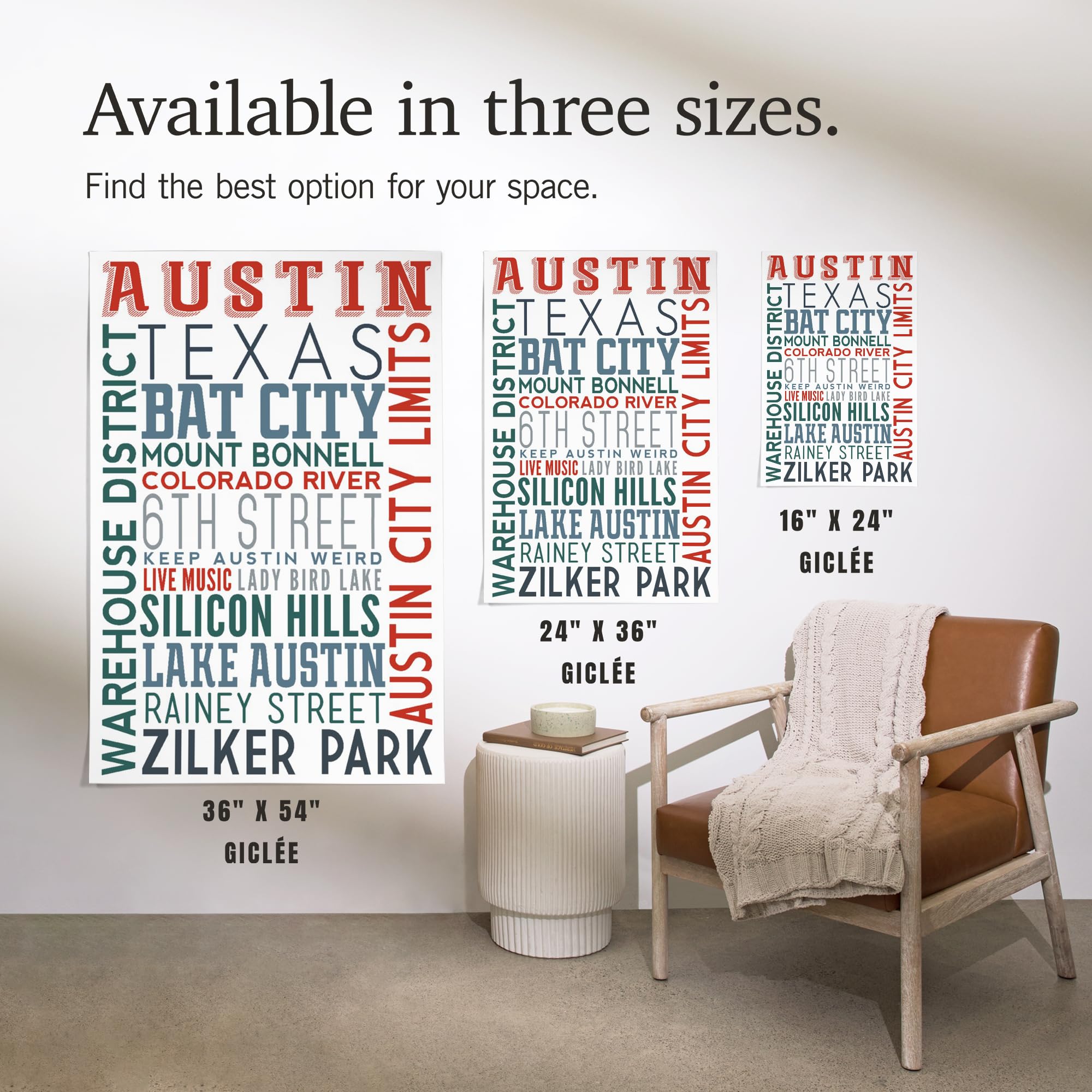 Lantern Press 16x24 Inch Giclee Print - Austin Texas Typography Wall Art | Perfect for Home Decor, Office & Gift Giving