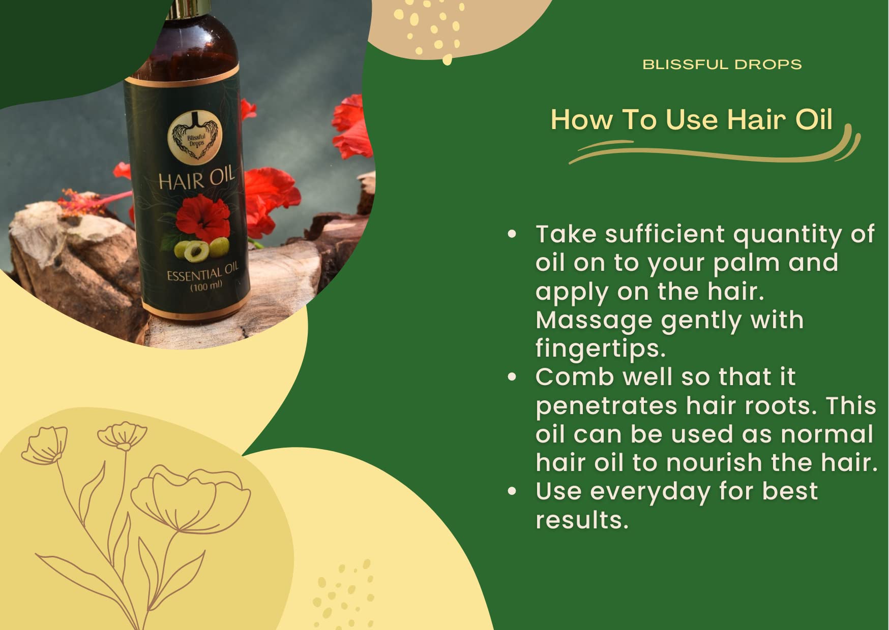 Blissful Drops Hair Oil for Dry & Damaged Hair - Nourishing & Repairing Treatment with Argan & Coconut Oil - Perfect for Daily Hydration, Split Ends Repair & Scalp Care