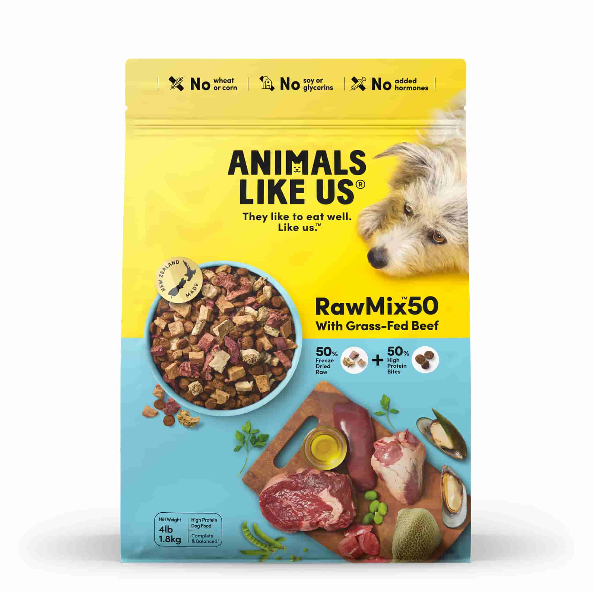 Premium Raw Dog Food - Grass Fed Beef MealRawMix50™ 1.8kg for Healthy Pets | Ideal for Adult Dogs & Puppies Nutrition