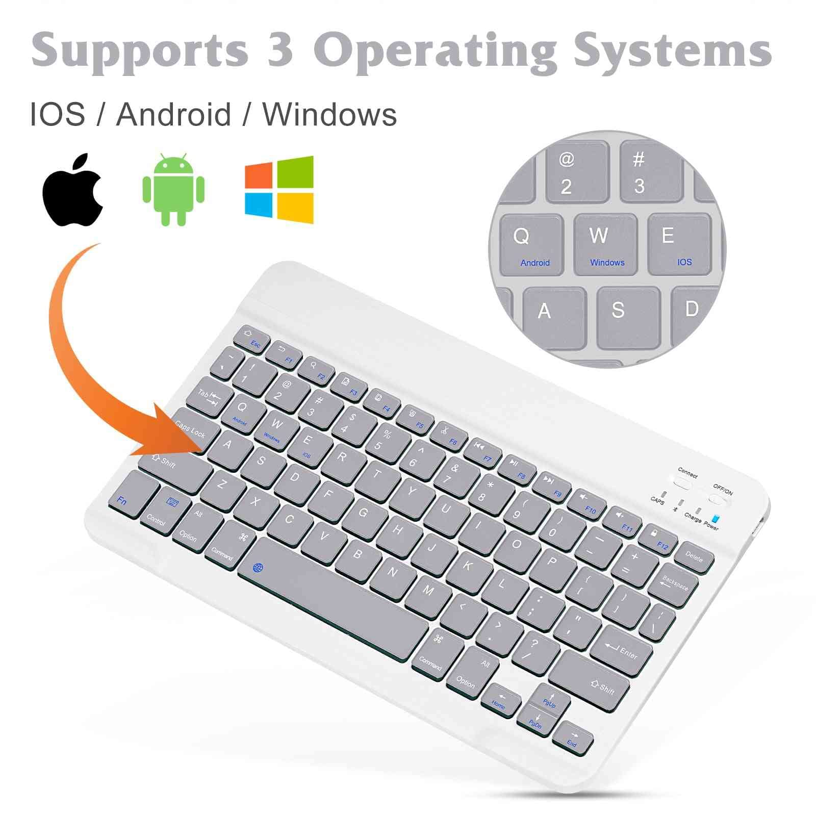 Rechargeable Bluetooth Keyboard and Mouse Combo - Ultra Slim Wireless Set for Android/PC/Mac, Compatible with vivo Y50t & All Bluetooth Devices (Stone Grey Keyboard + Silver RGB Mouse) - Perfect for Office Work, Gaming & Home Computing