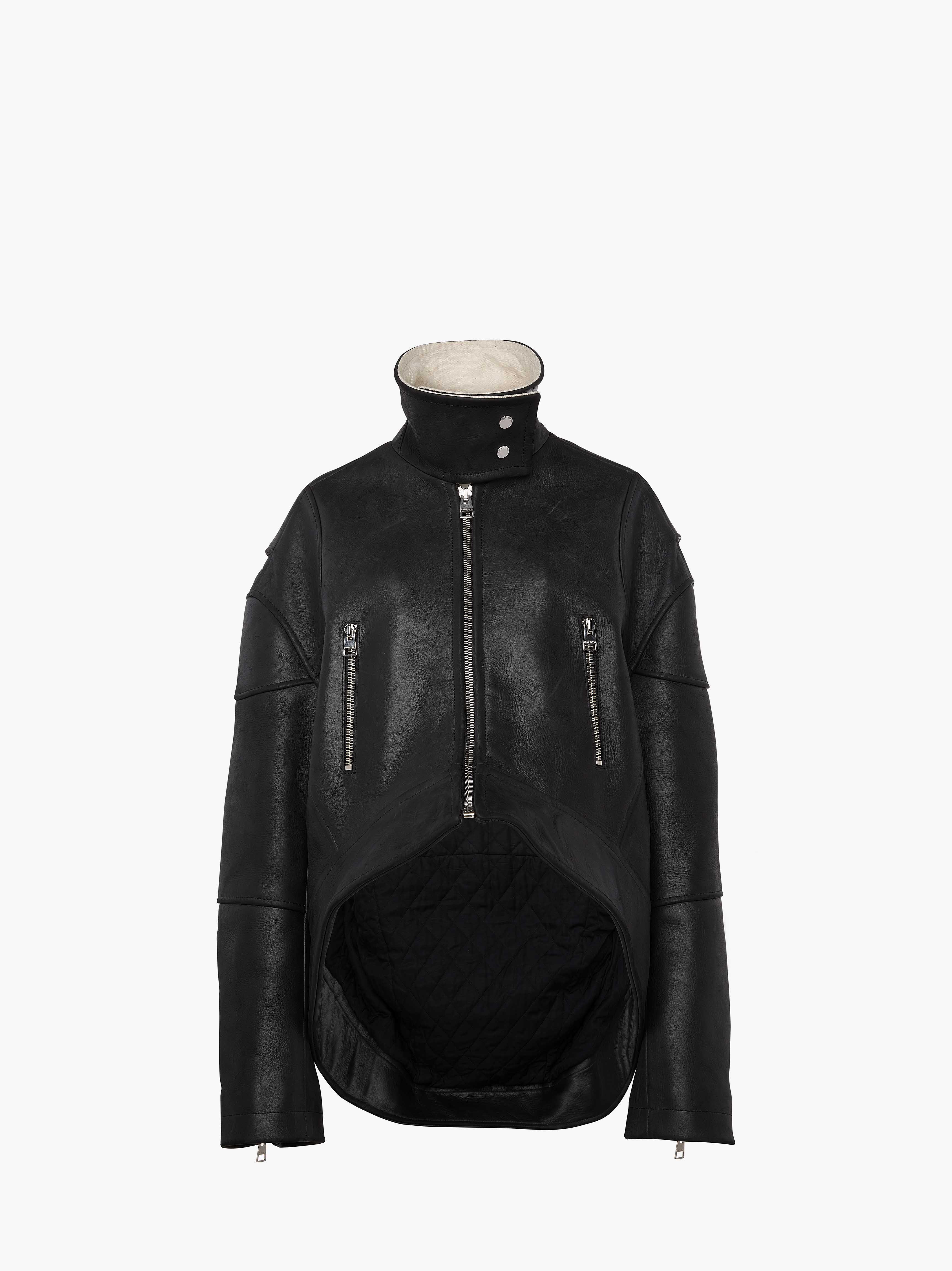 Stylish Curved Leather Hem High Neck Jacket for Women - Perfect for Fall Fashion & Night Out Outfits