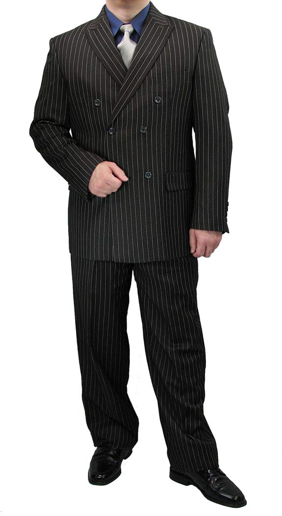 Premium 2-Piece Men's Double Breasted Pinstripe Suit Set with Matching Socks - Formal Business Attire for Weddings, Office & Special Occasions