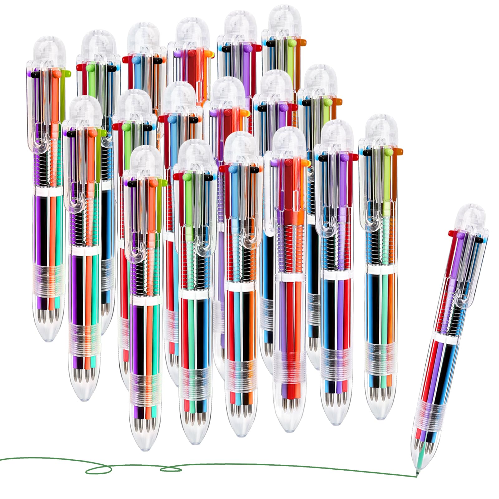 12 Pack Multicolor 6-in-1 Ballpoint Pens (0.5mm) - Rainbow Colored Writing Pens for School, Office & Party Favors | Bulk Fun Pens for Students, Adults & Gifts | Perfect for Note Taking, Journaling & Creative Projects