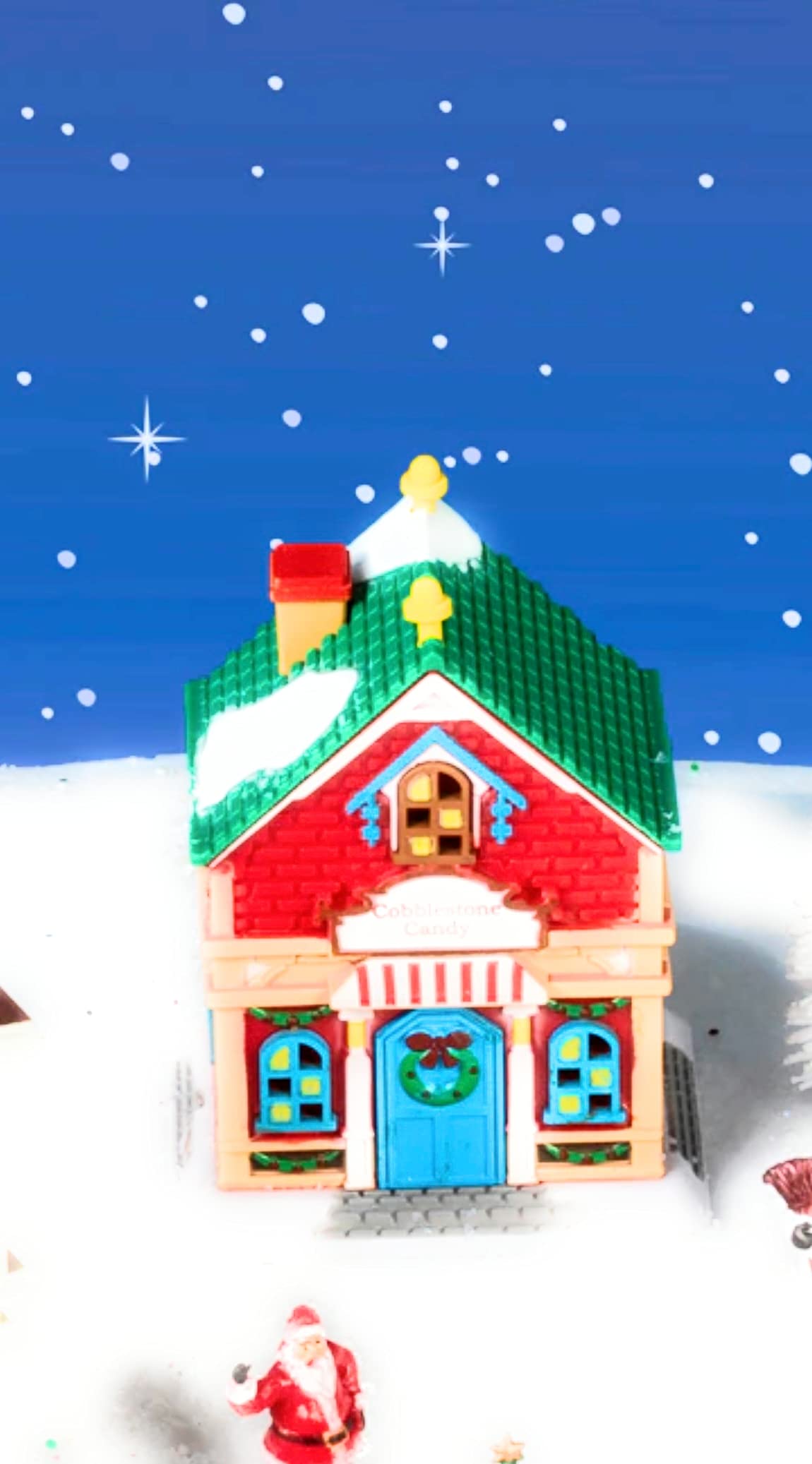 Festive Christmas Village Plastic Candy Shop Sculpture - Traditional Red Tabletop Decoration for Holiday Home Décor, Winter Display & Collectible Scenes