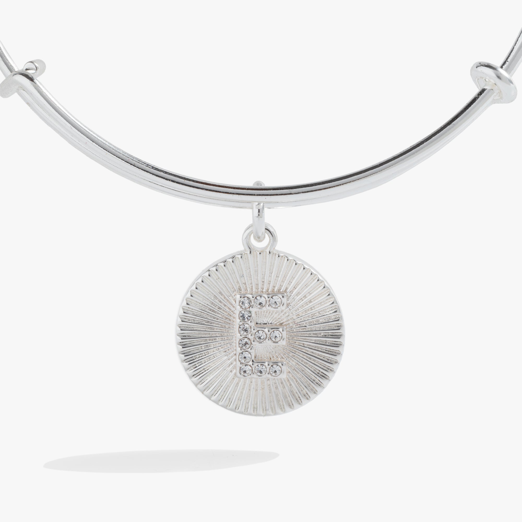 Initial E Pave Starburst Texture Bangle - Elegant Cubic Zirconia Bracelet for Women | Perfect for Parties, Weddings & Everyday Wear