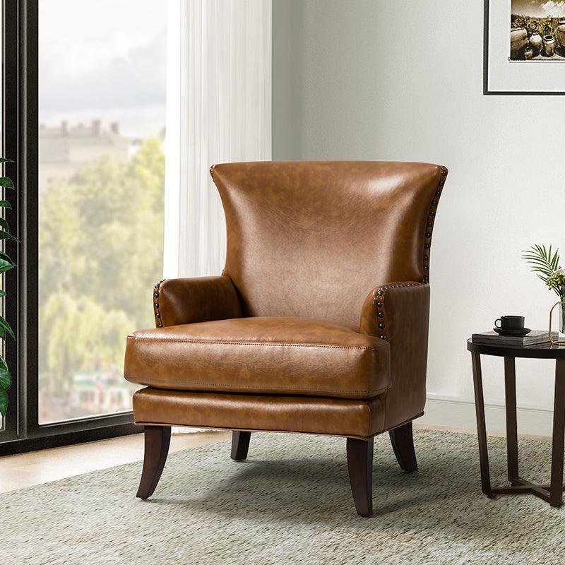 Brooklyn Vegan Leather Armchair - Modern Faux Leather Lounge Chair for Living Room, Office & Dorm - Comfortable Mid-Century Style Accent Chair