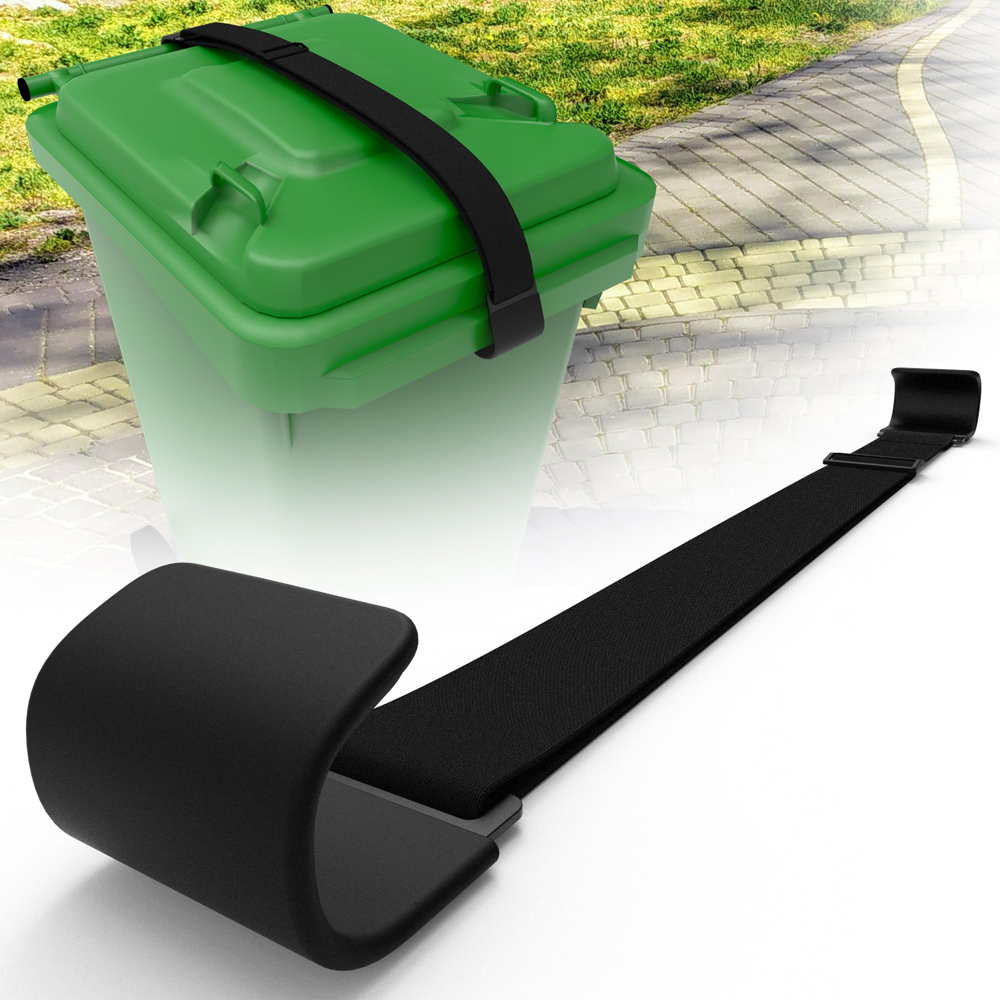 1 Pack Heavy Duty Metal Double Claw Trash Can Lid Lock - Animal Proof Outdoor Garbage Bin Lock for Raccoons, Bears & Wind Protection - Secure Bungee Cord Straps for Bear Proof Trash Cans (Black) - Perfect for Camping, Backyard & Wildlife Areas