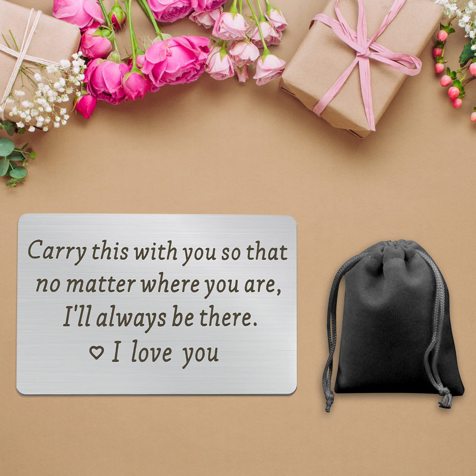 Engraved Metal Wallet Insert Card - Personalized Anniversary, Valentine's Day & Birthday Gift for Husband, Boyfriend, Fiance | Thoughtful Men's Gift for Wedding, Couples & Special Occasions | Perfect for Everyday Carry, Travel & Keepsake Memories