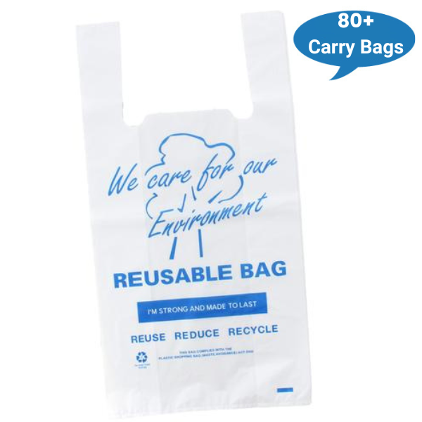 Eco-Friendly Reusable Printed Plastic Shopping Bags 35UM | Durable Grocery Tote Bags for Supermarket, Retail & Farmers Market Use