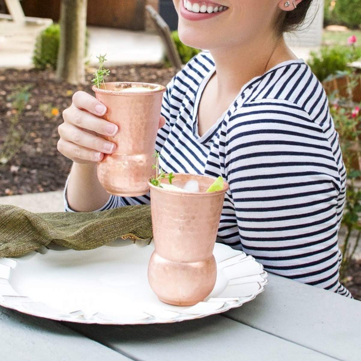 Premium Hammered Copper Mugs Set - 16oz Cocktail Cups with Shot Glasses, Durable Handcrafted Copper Moscow Mule Mugs for Whiskey, Mojito, Iced Coffee & Bar Drinks - Perfect for Parties, Home Bars & Gifts