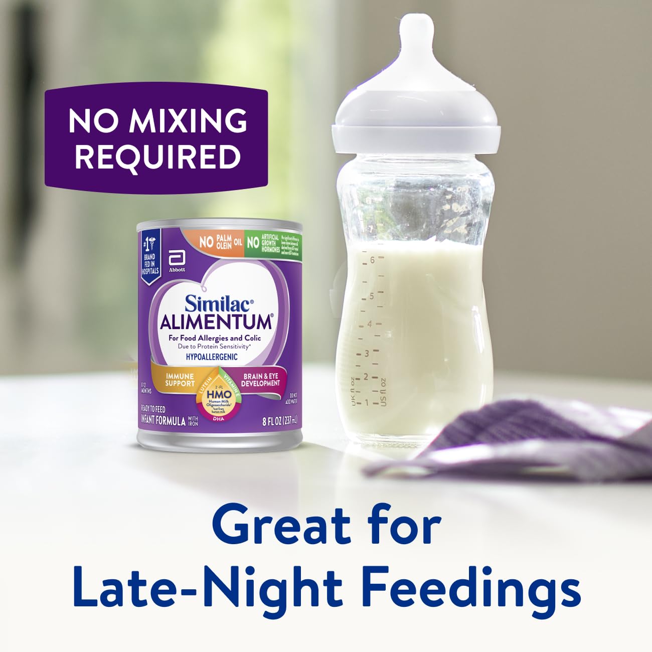 Similac Alimentum Hypoallergenic Infant Formula with 2'-FL HMO for Food Allergies & Colic Relief - Ready-to-Feed Baby Formula, 8 fl oz Bottles (Pack of 24) - Gentle Nutrition for Sensitive Babies with Protein Sensitivity | Ideal for Newborns, Infants with Digestive Issues
