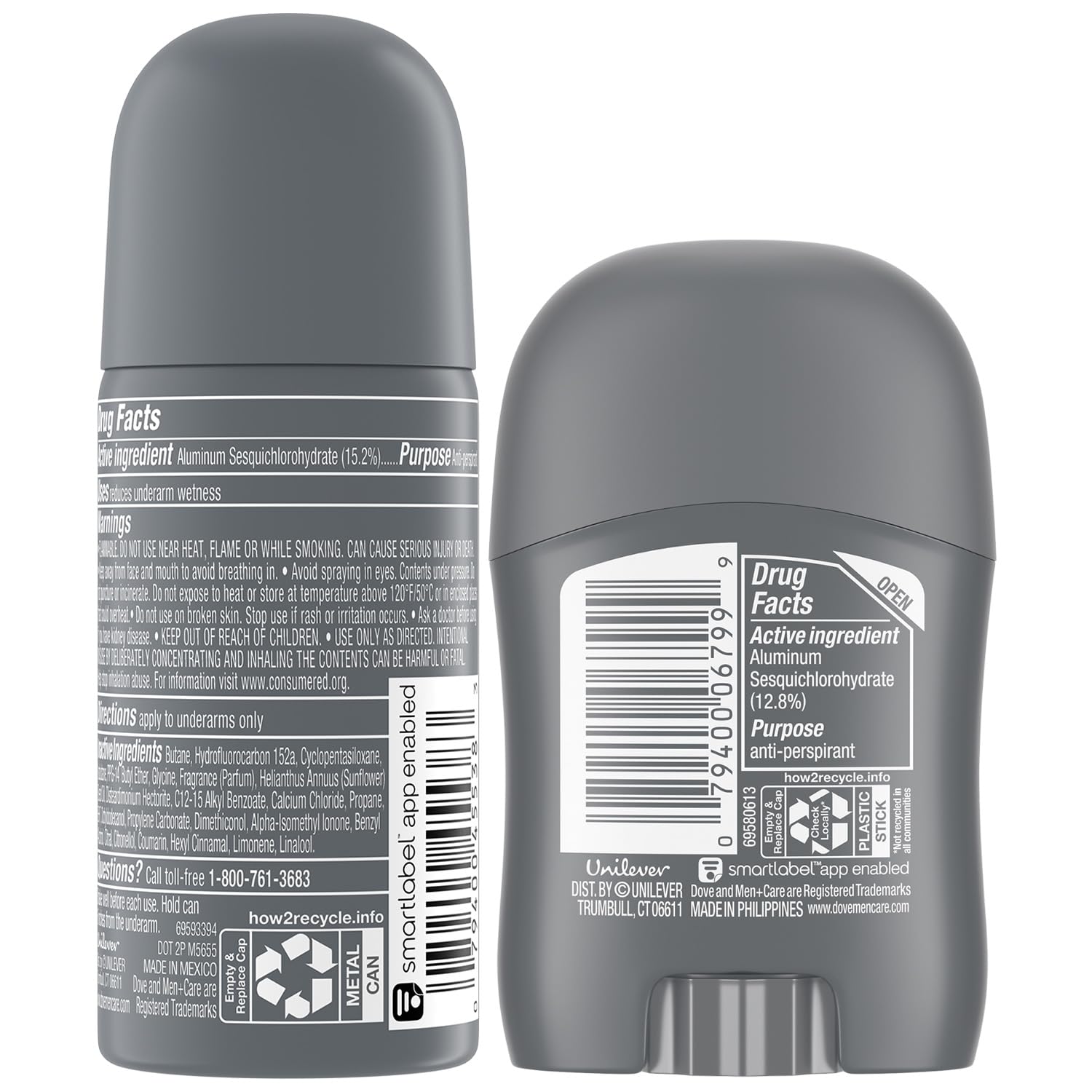 Dove Men+Care Clean Comfort Travel Antiperspirant Deodorant Set - 72 Hour Protection, 4-Piece (Spray + Stick) for Active Men - Gym, Work, Travel & Everyday Freshness