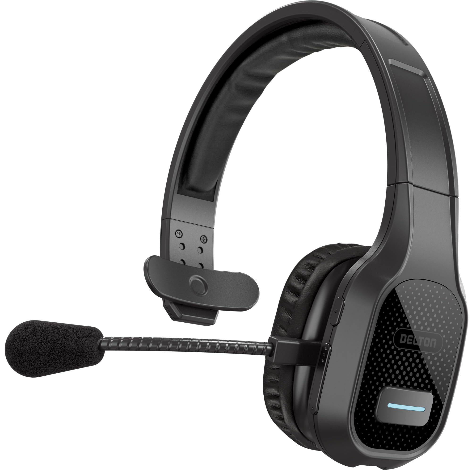 Delton Wireless Bluetooth Headset with Noise Canceling Mic - 35Hrs Talk Time for Truckers, Office, Call Center | Computer & Cell Phone Compatible | Perfect for Driving, Remote Work & Customer Service (Black)