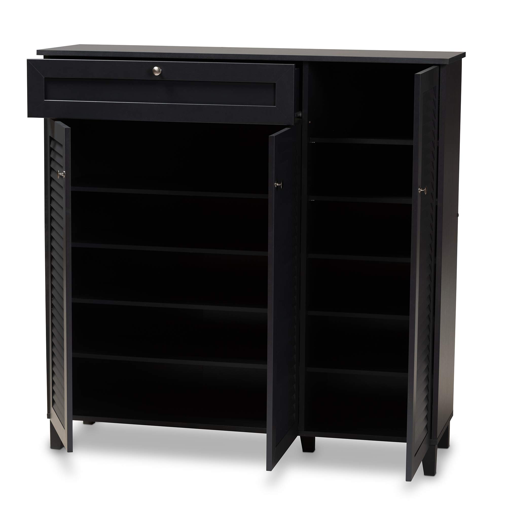 Baxton Studio Shoe Cabinet with Storage - Modern Gray Entryway Organizer for Shoes, Boots & Accessories | Perfect for Small Spaces, Hallways & Closets