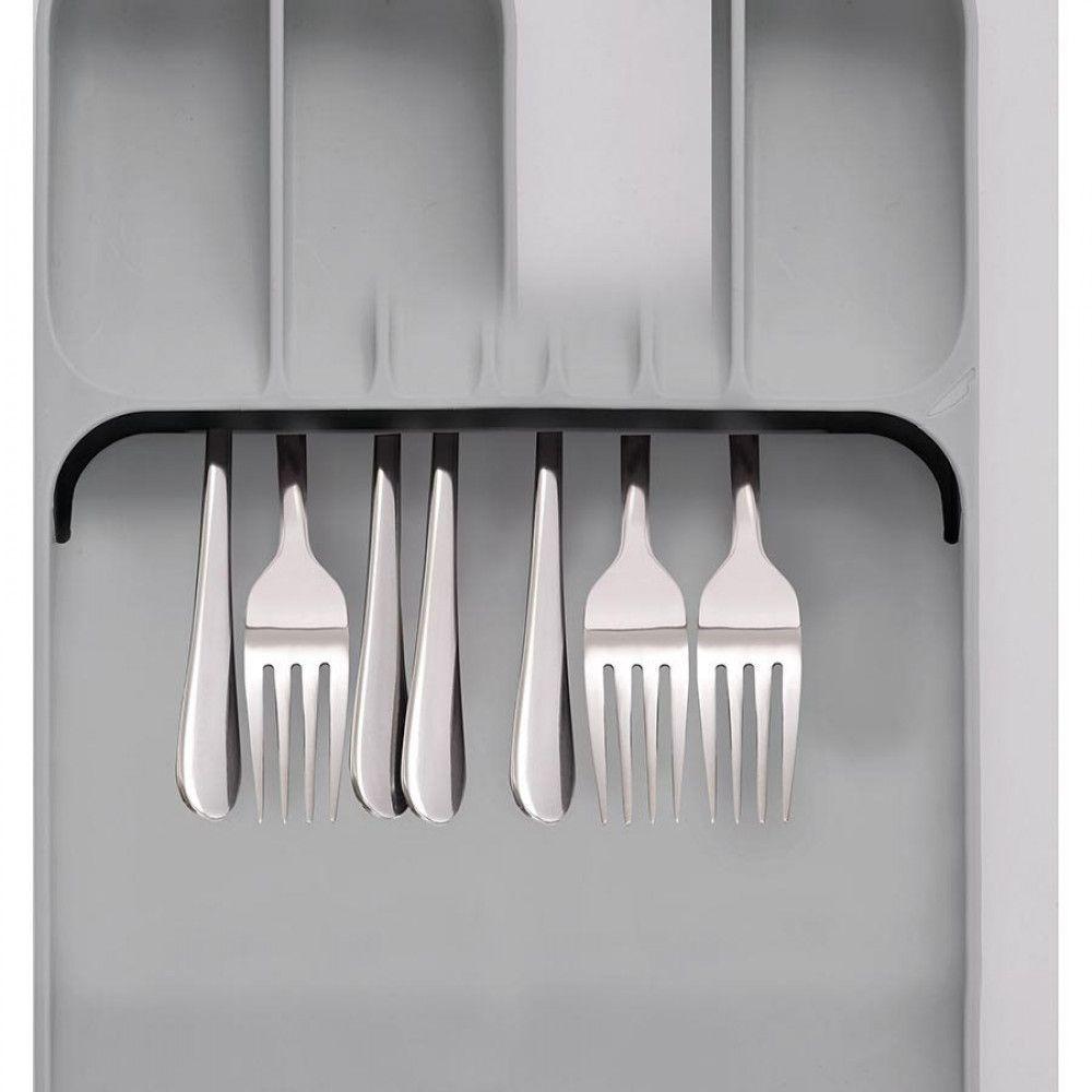 Joseph Joseph DrawerStore Compact Cutlery Organizer Tray - Space-Saving Kitchen Utensil Storage for Forks, Spoons & Knives - Perfect for Small Drawers & Kitchen Organization (Grey)