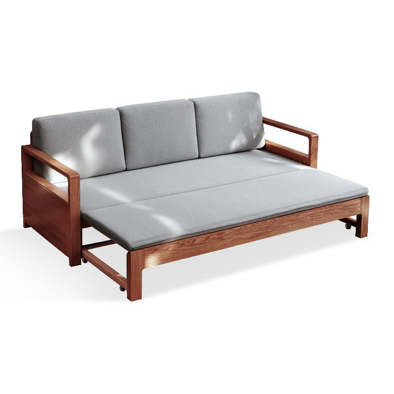 Oak Solid Wood Folding Storage Sofa Bed - Convertible Guest Bed & Space-Saving Furniture for Small Apartments, Living Rooms & Dorm Rooms