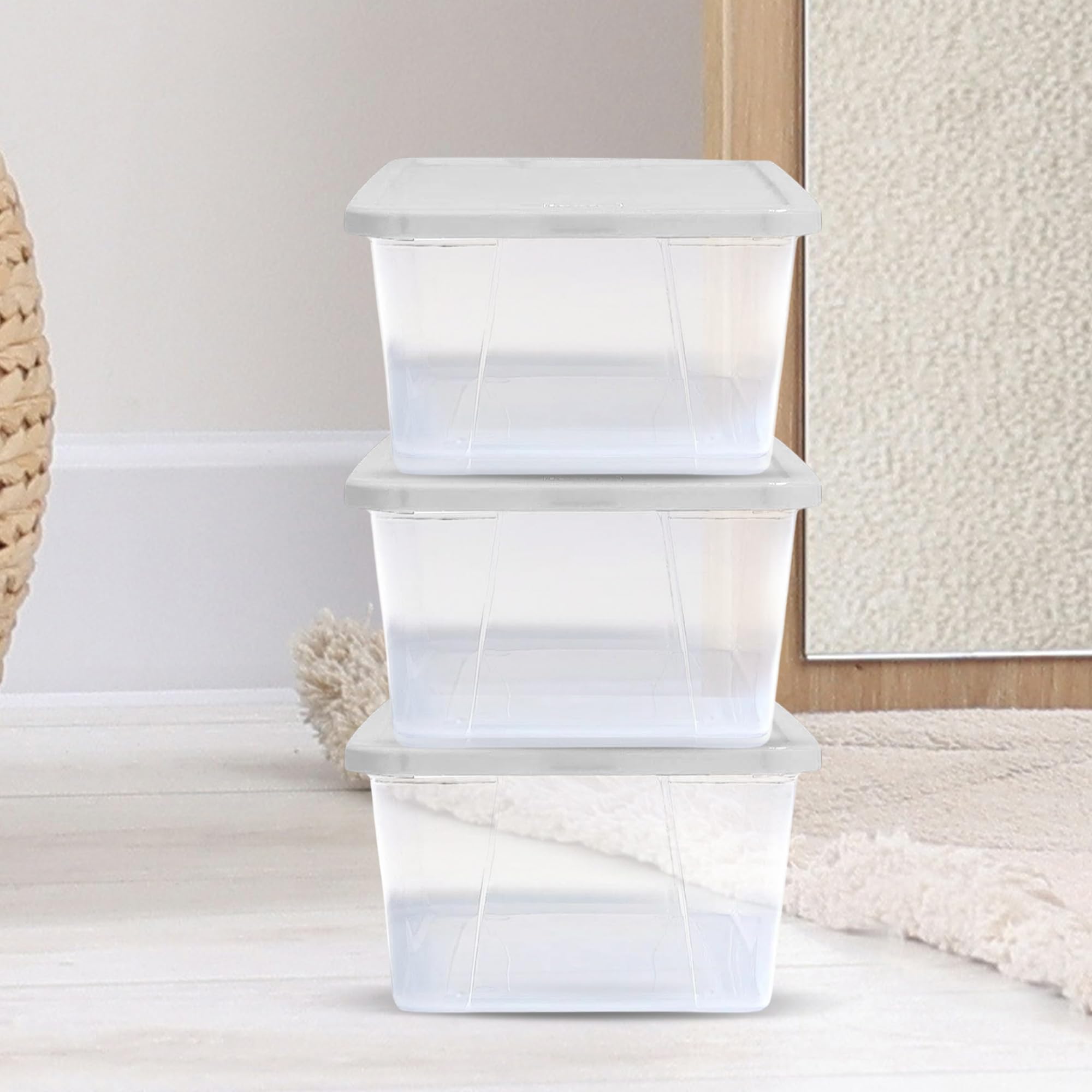 HOMZ 40-Pack Small Clear Plastic Storage Bins with Secure Lids - 6 Quart Stackable Organizer Containers for Home, Office & Craft Supplies - Perfect for Pantry, Closet & Toy Organization