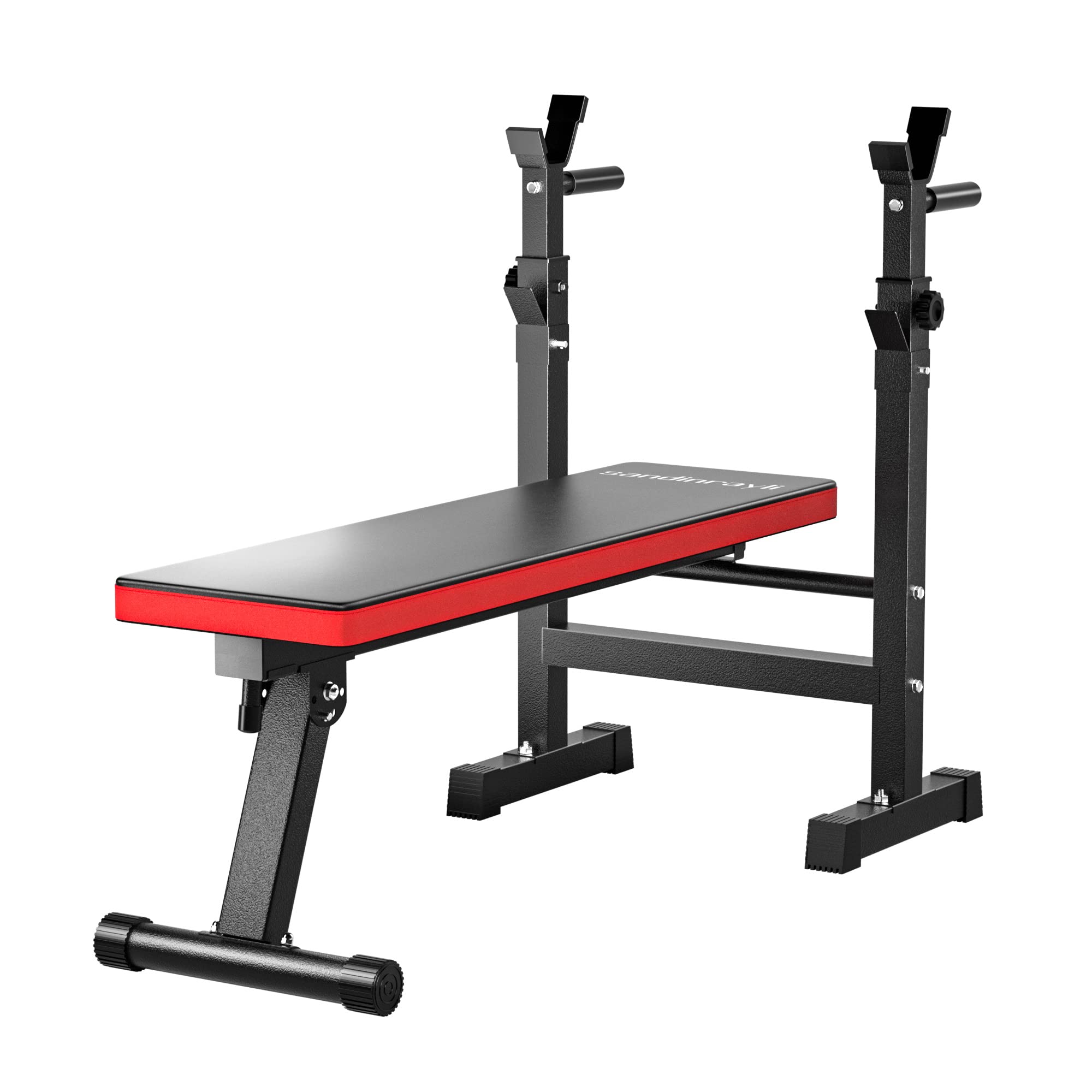 Sandinrayli Adjustable Weight Bench - Foldable Bench Press with Barbell Rack for Full Body Workout | Multi-Functional Strength Training Equipment for Home Gym | Perfect for Weightlifting, Strength Training & Home Fitness Routines