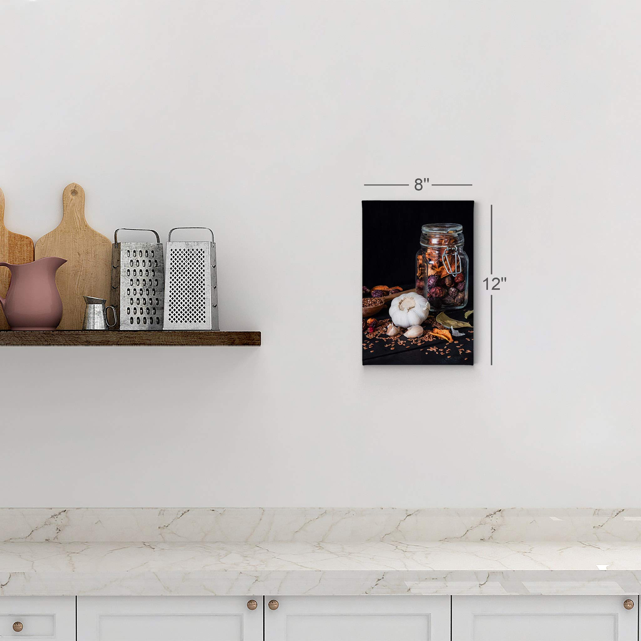 Smile Art Design Garlic Dried Fruit & Sesame Seeds Kitchen Canvas Wall Art Print - Modern Farmhouse Decor for Restaurant, Cafe & Dining Room - Perfect Housewarming Gift (36x24 Inches, Ready to Hang) - Ideal for Country Kitchen, Coffee Shop & Home Décor