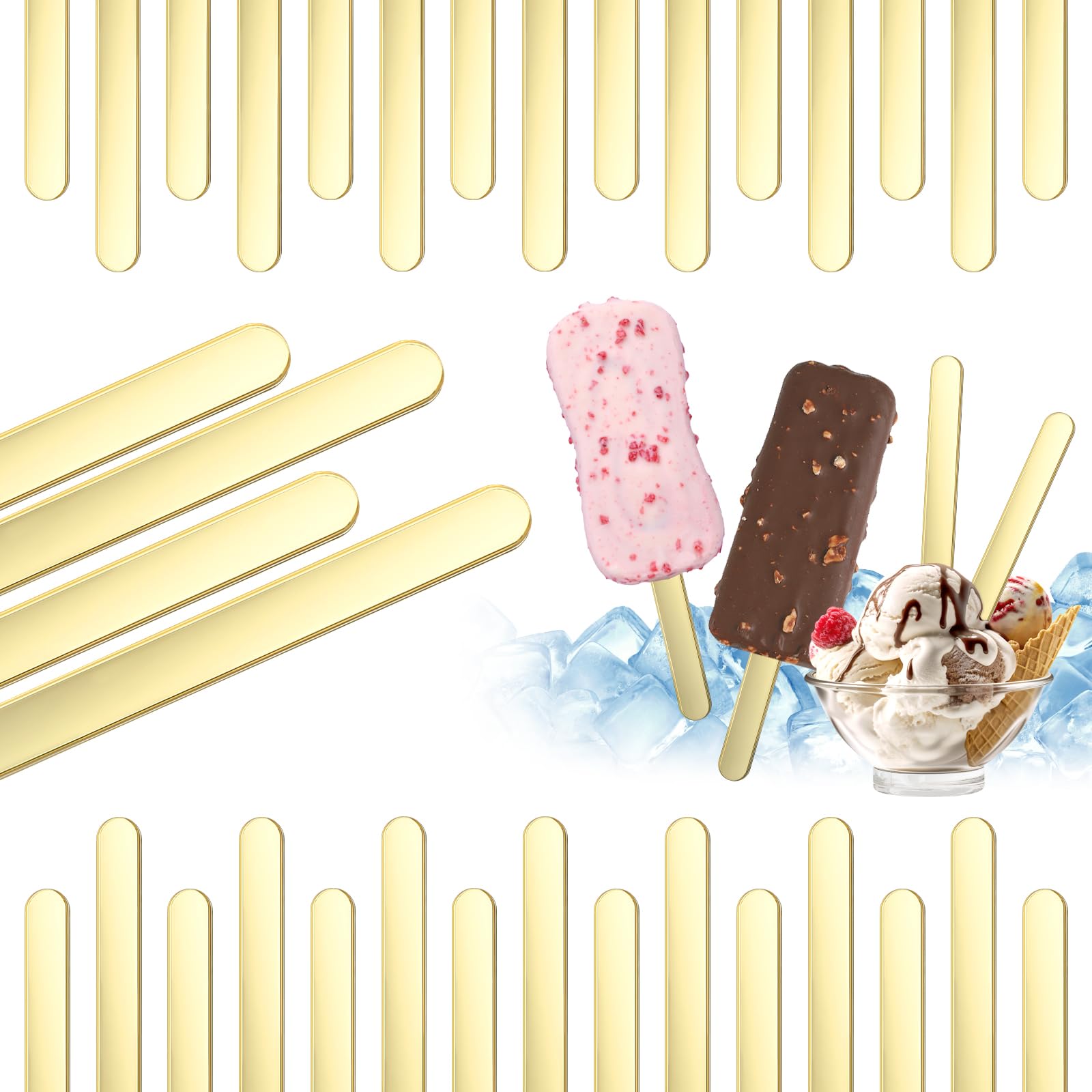 30 Pieces Gold Popsicle Sticks 4.5 Inch - Reusable Acrylic Cake Pop Sticks for DIY Desserts, Candy Making, Baking & Crafts - Perfect for Birthday Parties, Wedding Favors & Holiday Treats (Gold)