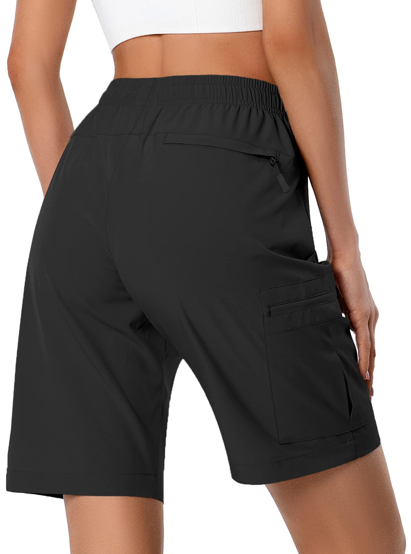 Women's Lightweight Hiking Cargo Shorts - Quick Dry Athletic Shorts for Camping, Travel & Golf - Water Resistant with Zipper Pockets - Perfect for Outdoor Adventures & Active Lifestyles
