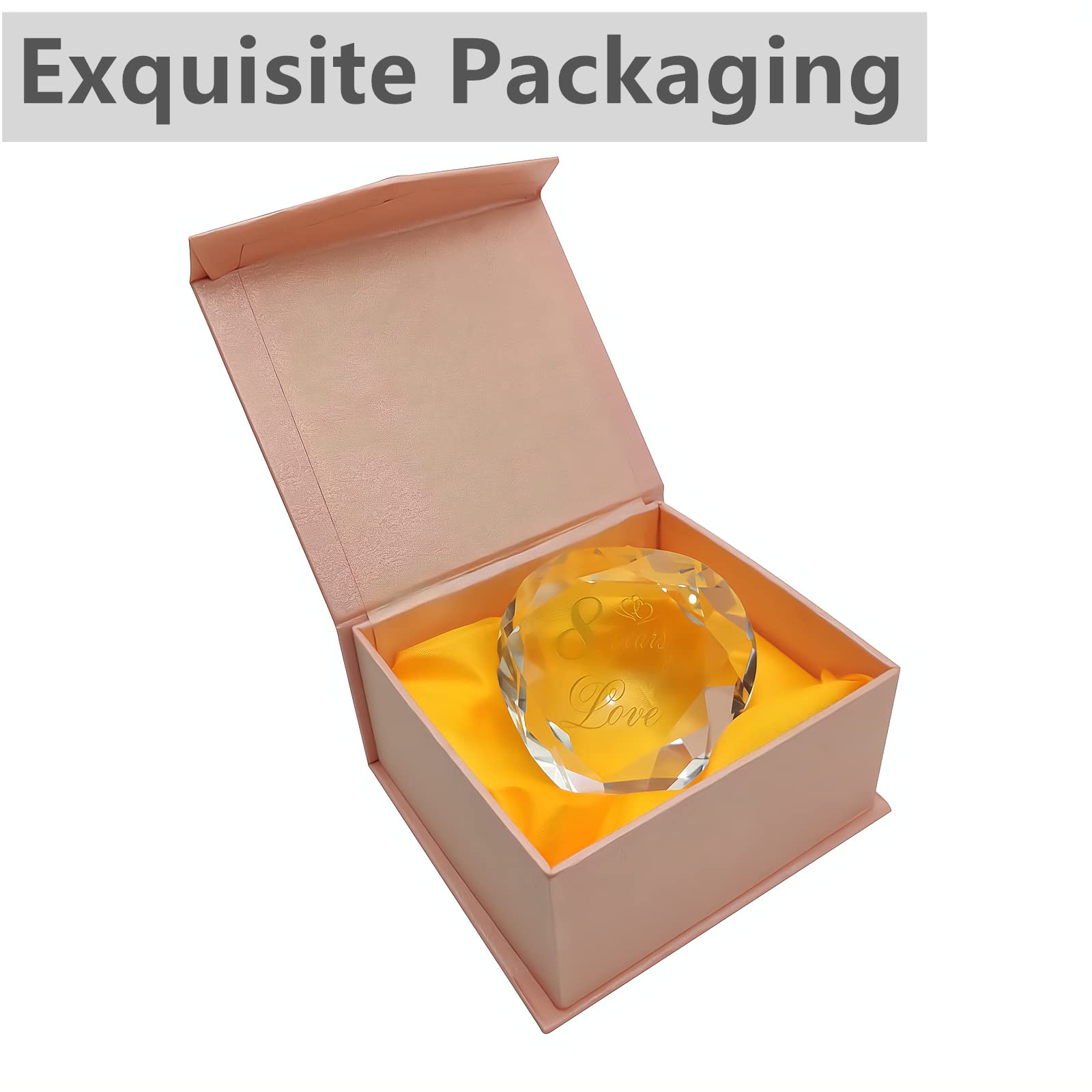 8th Anniversary Crystal Gifts for Husband, Wife, Boyfriend or Girlfriend - Romantic Wedding & Valentine's Day Present for Couples - Perfect for Anniversaries, Engagements & Special Occasions